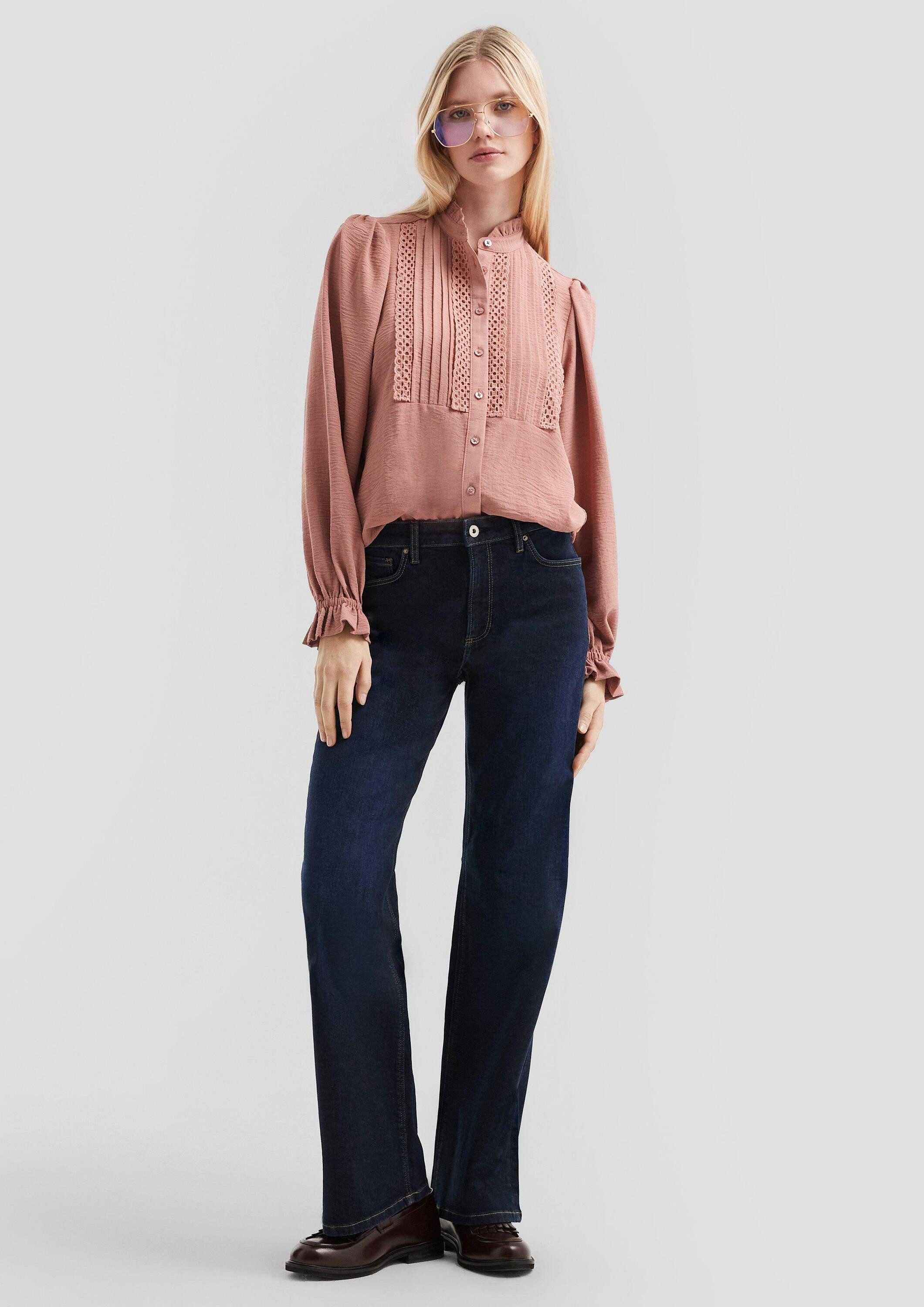 QS Langarmbluse Bluse Feminine Bluse mit Spitze