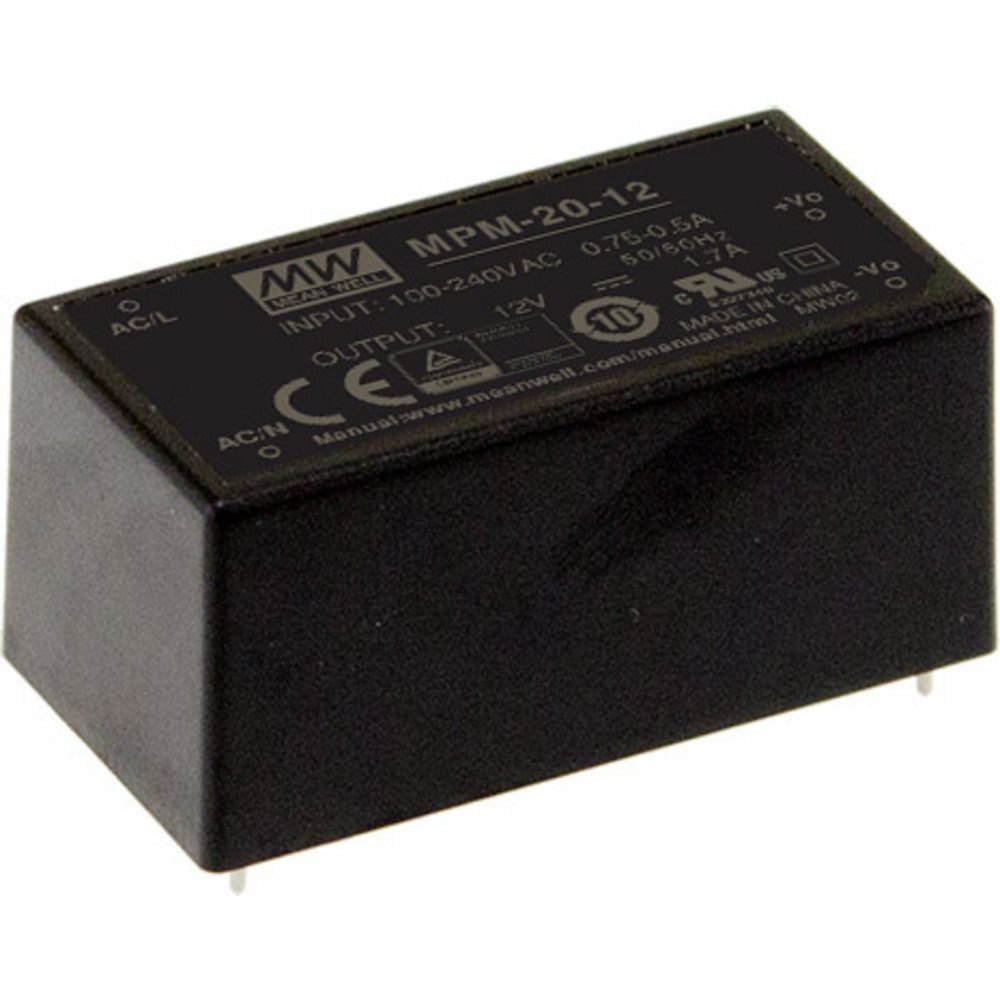 Mean Well MPM-20-5 AC/DC-Printnetzteil 5 V/DC 4 A 20 W AC/DC-Einbaunetzteil