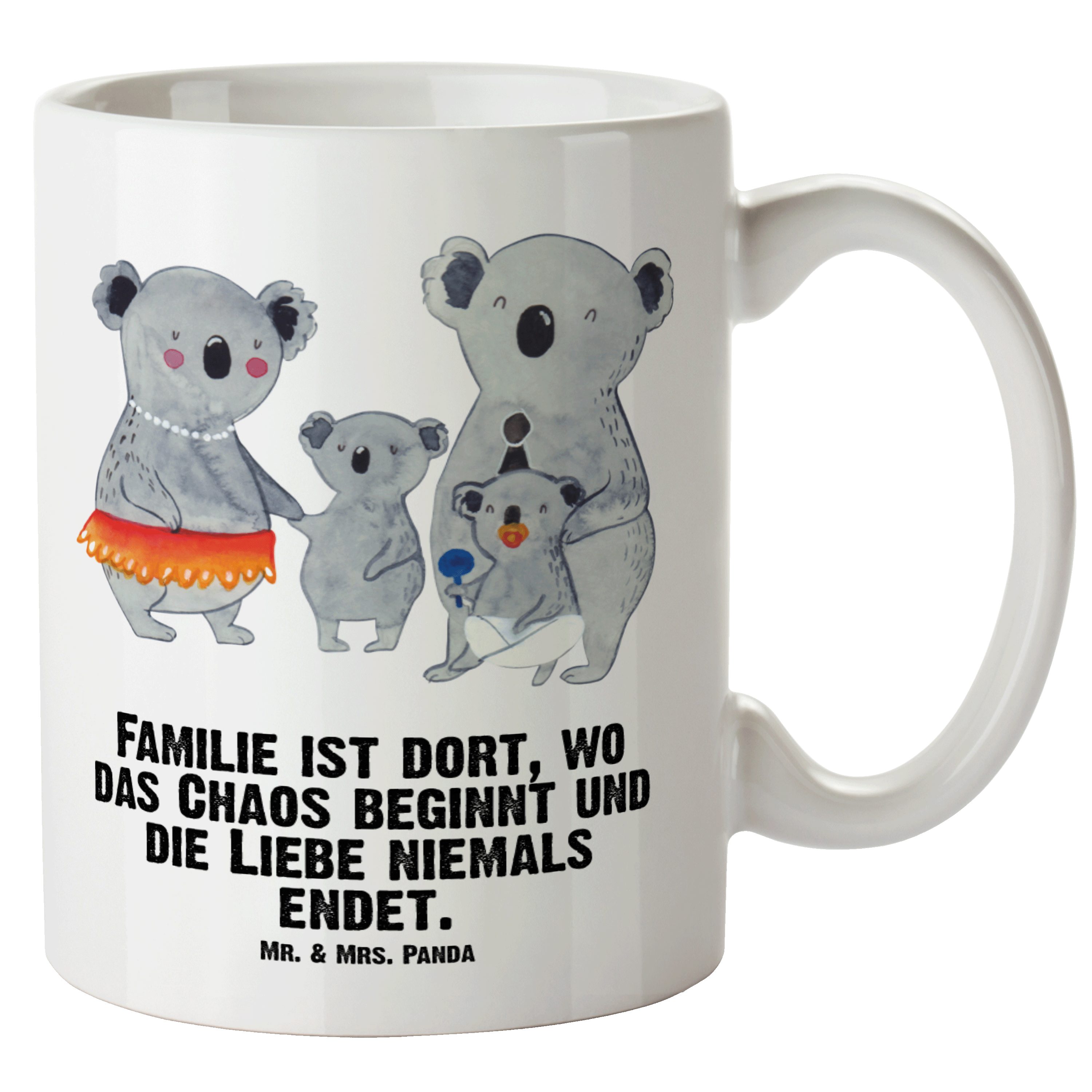 Mr. & Mrs. Panda Tasse M, Becher, Tasse Koala Papa, XL Keramik Weiß - XL Geschwister, Geschenk, Familie Oma, 