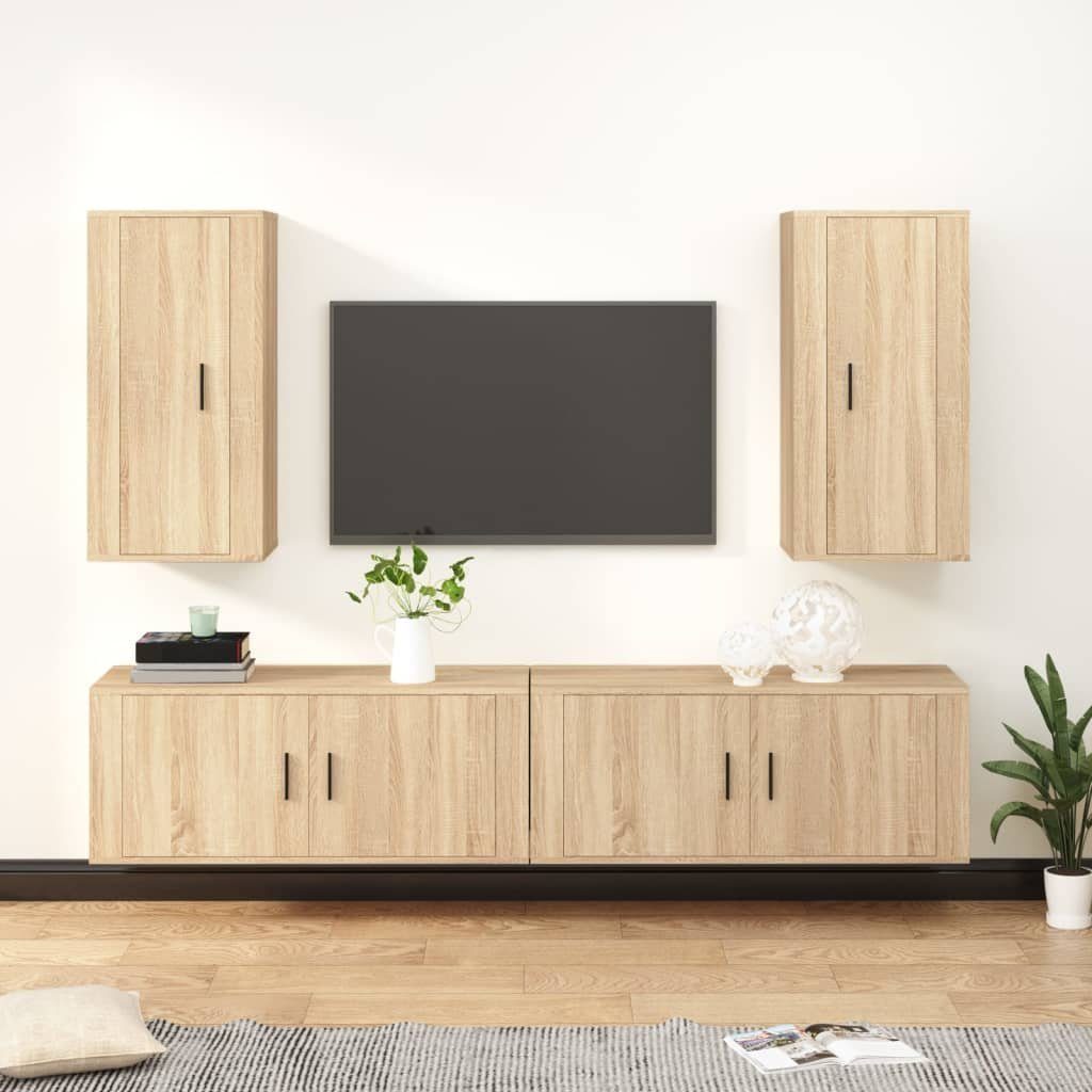 (4-St) 4-tlg. Holzwerkstoff TV-Schrank-Set TV-Schrank vidaXL Sonoma Eiche Sonoma-Eiche