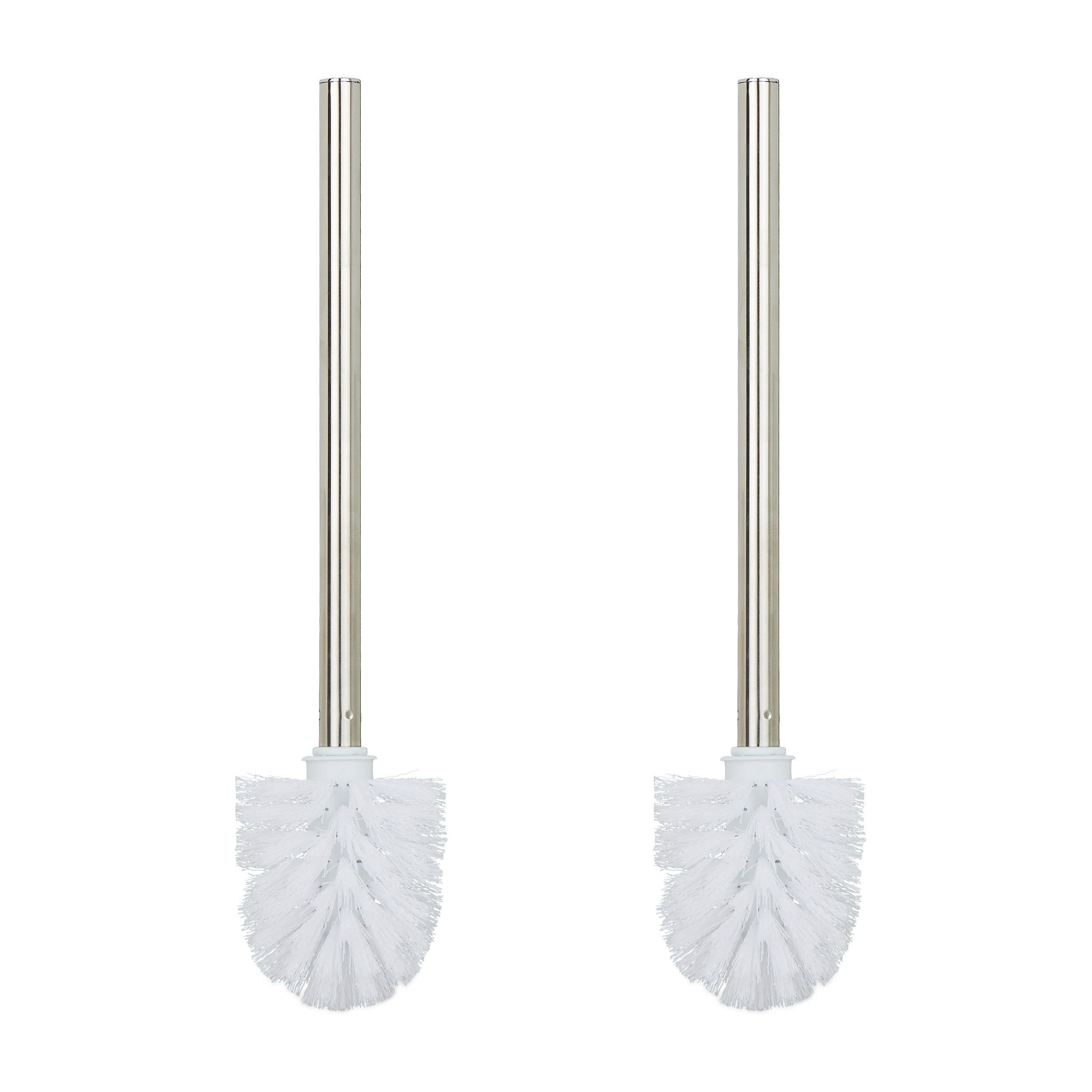 relaxdays WC-Reinigungsbürste Toilettenbürste 2er Set weiß