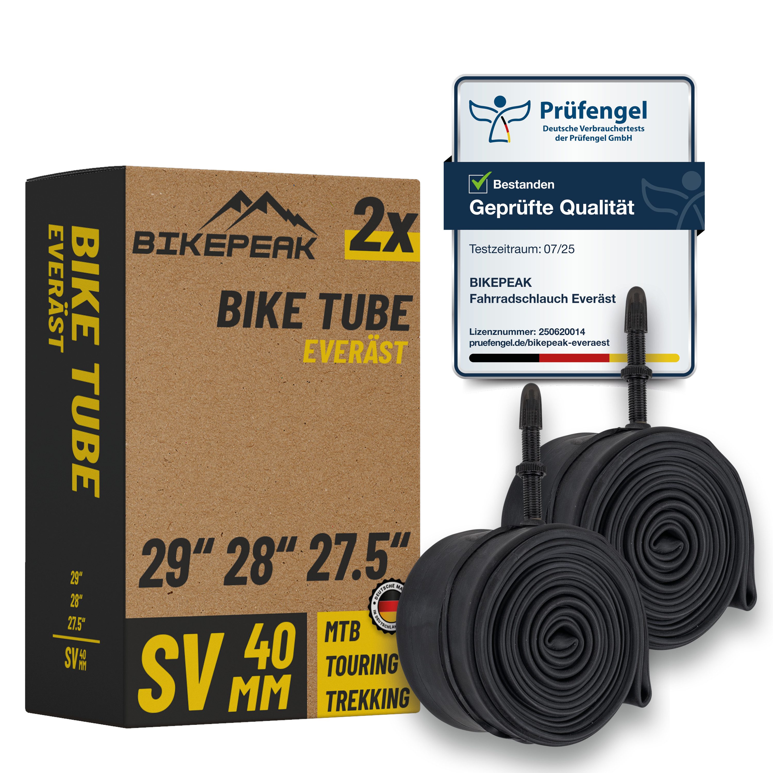 BikePeak Fahrradschlauch BikePeak 2x Fahrradschlauch Everäst MTB 29 Zoll SV 40/62-584/635 Set