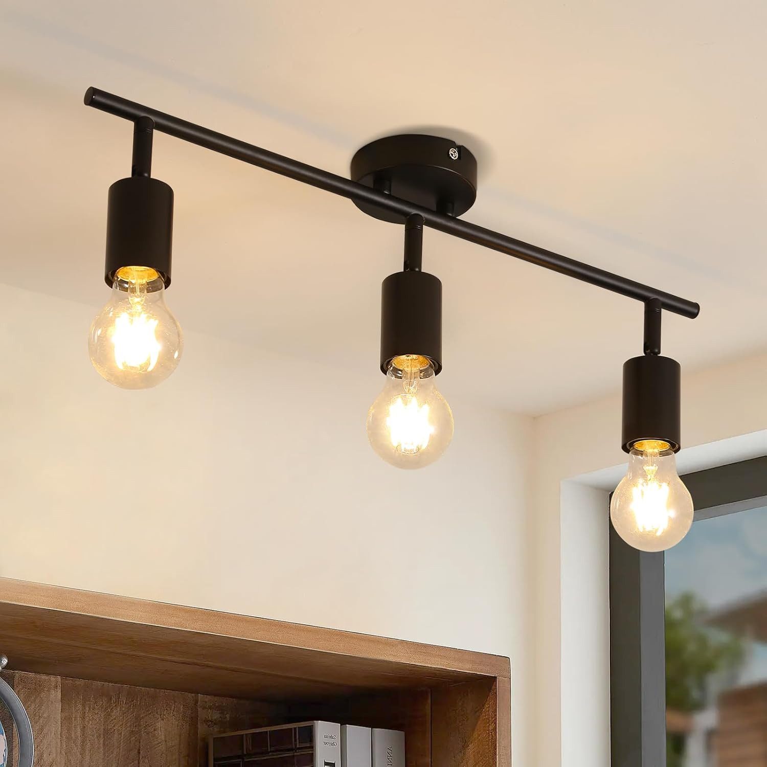 ZMH Deckenstrahler Schwarz Deckenlampe - Schwenkbar 350° Spots E27 Vintage günstig online kaufen