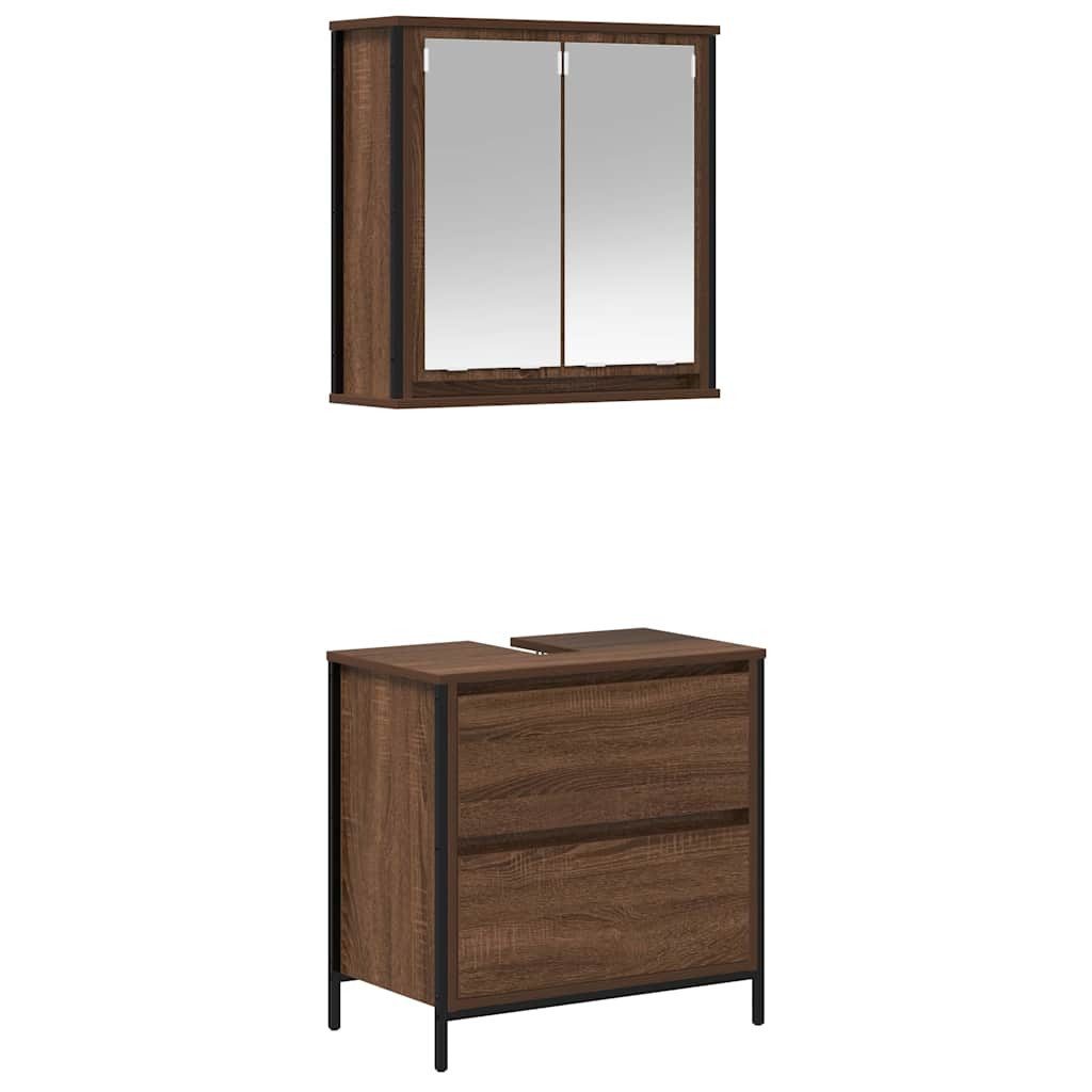 vidaXL Badezimmer-Set 2-tlg. Badmöbel-Set Braun Eichen-Optik günstig online kaufen