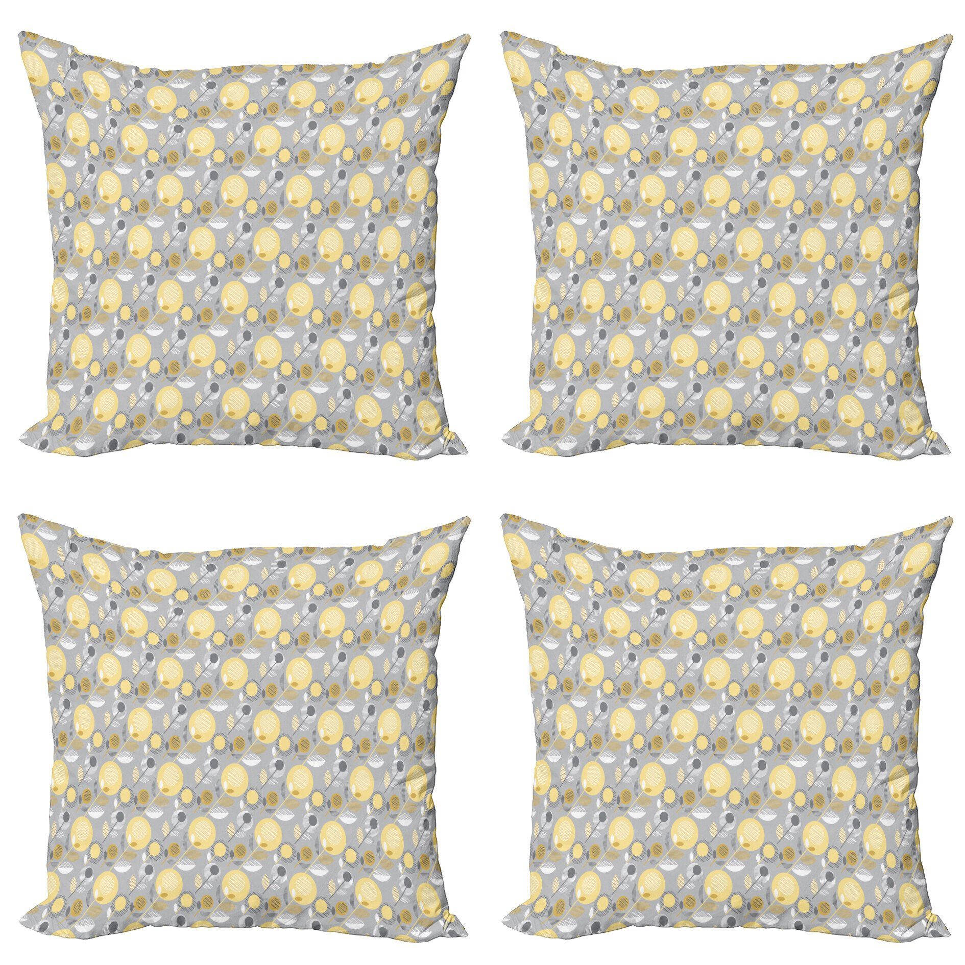 Kissenbezüge Modern Accent Doppelseitiger Digitaldruck, Abakuhaus (4 Stück), Gelbe Blume 60er-Muster