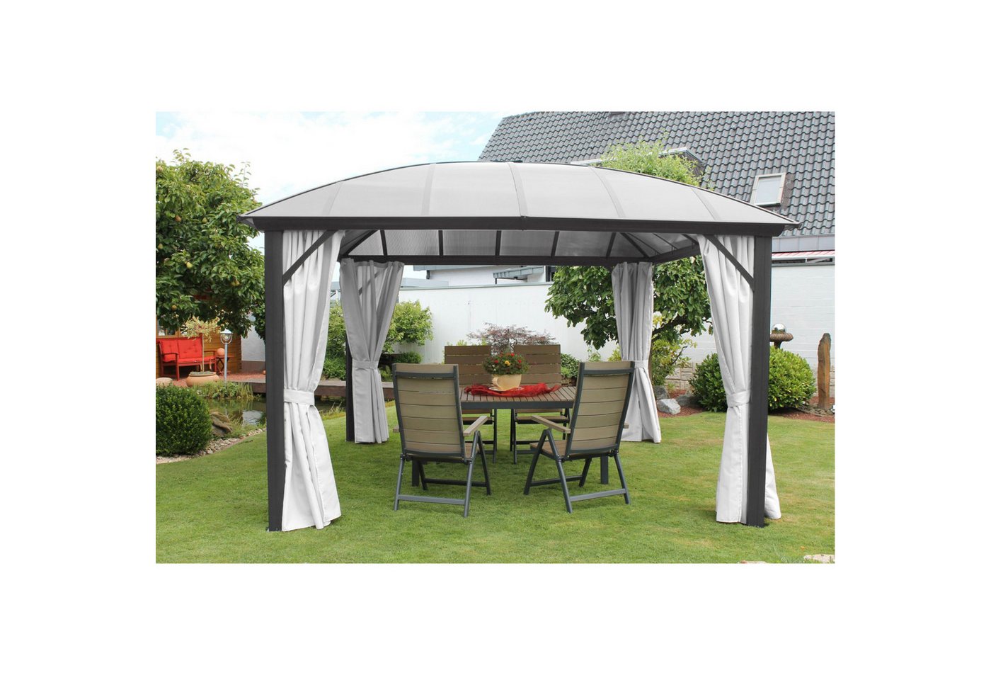Thumbnail - Leco Pavillon "Kuppeldach", mit 4 Seitenteilen, (mit 6 mm starken Polycarbonat Doppelstegplatten), 3,65 x 3,65 x 2,70 m ...