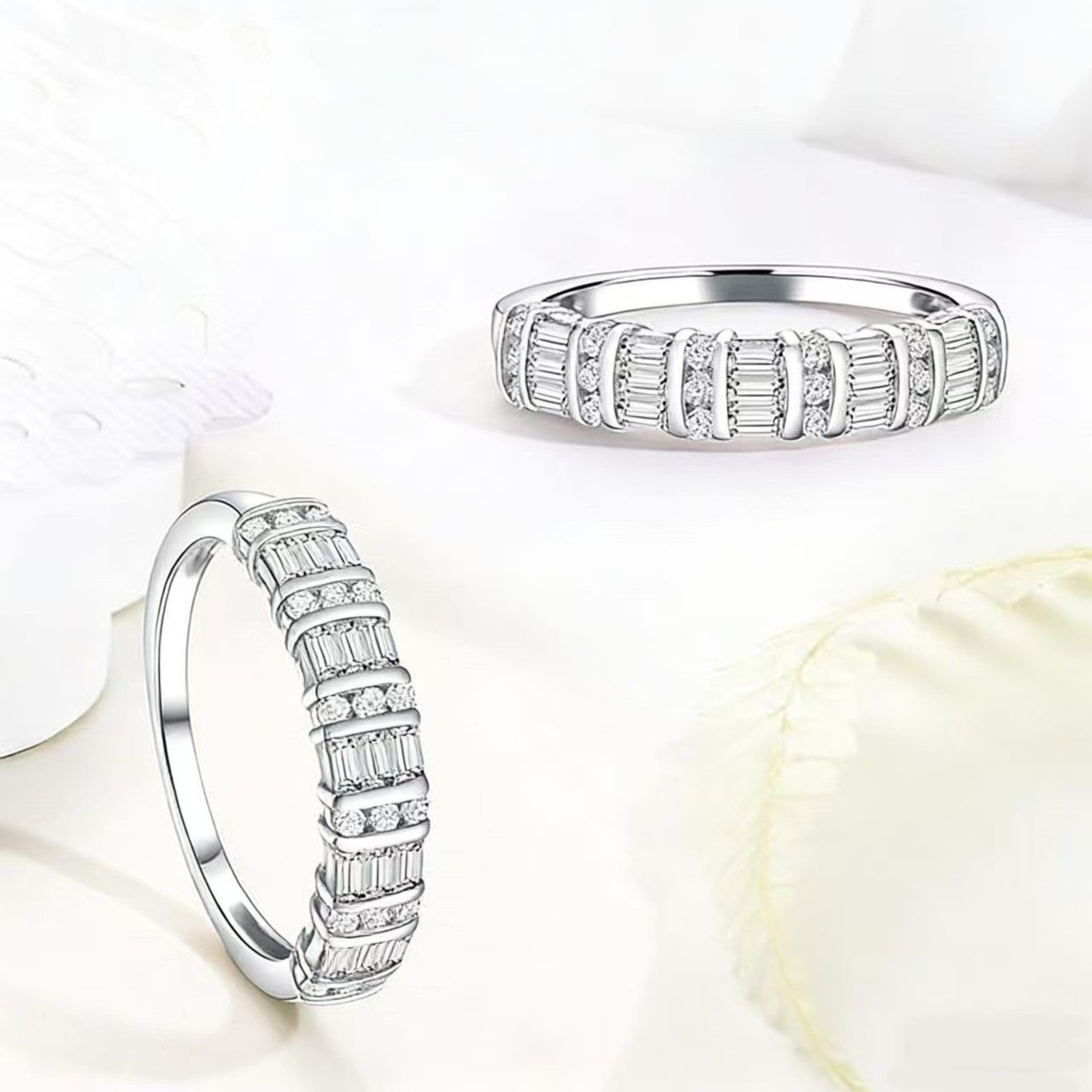Jumpeak Diamantring Ring aus 14K Weißgold/Gelbgold, D/E, VVS/VS, Diamantring, Paarringe, Valentinstag geschenk für sie,Geschenk für frau,Damen geschenk