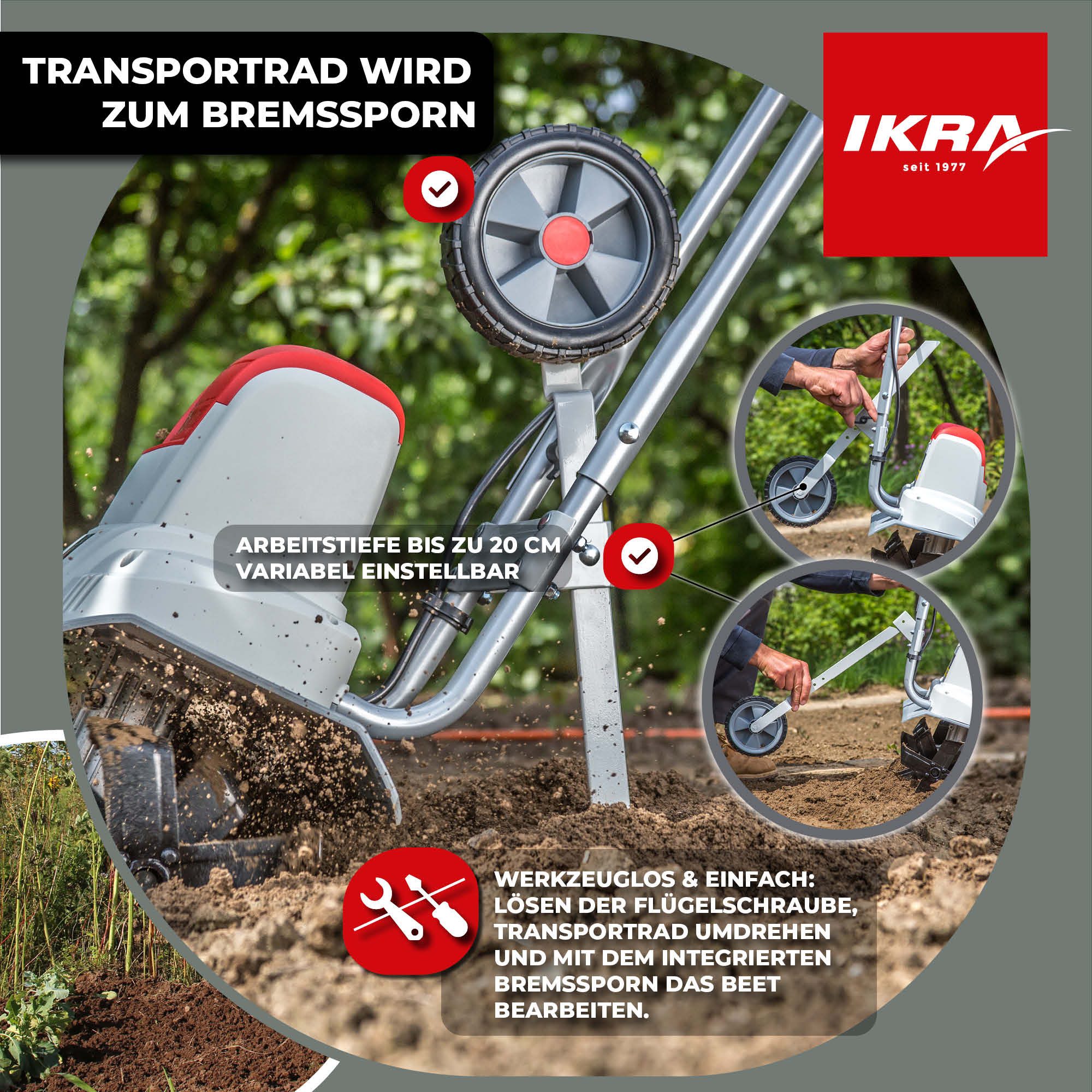 ikra GmbH Elektromotorhacke IEM 800S, 30 cm Arbeitsbreite, 30 cm breit, 20 cm tief – Bild 5 von 5