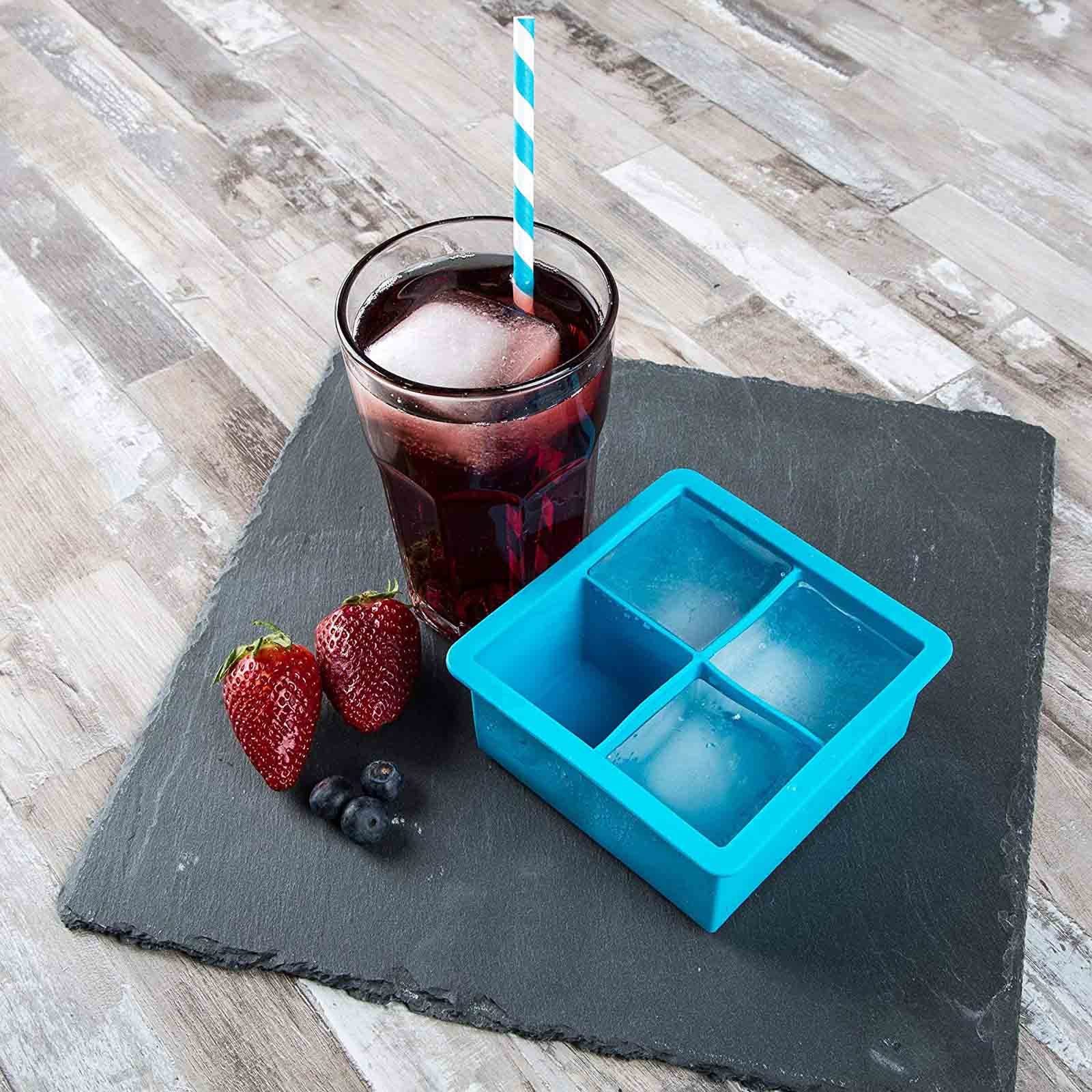 HAC24 Eiswürfelform Eiswürfelbereiter Eiswürfelbehälter Set Behältern Silikon teiliges aus mit Silikonform, 4 Eiswürfel