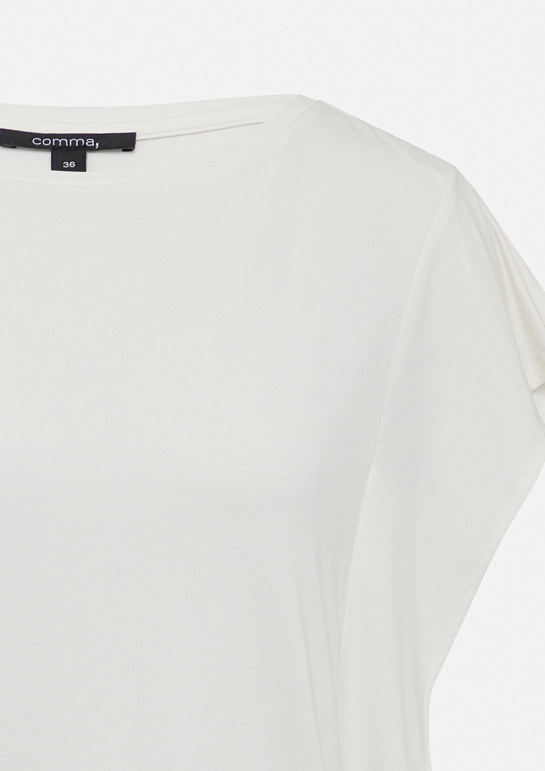 comma Kurzarmshirt T-Shirt Jersey-Shirt mit Volant