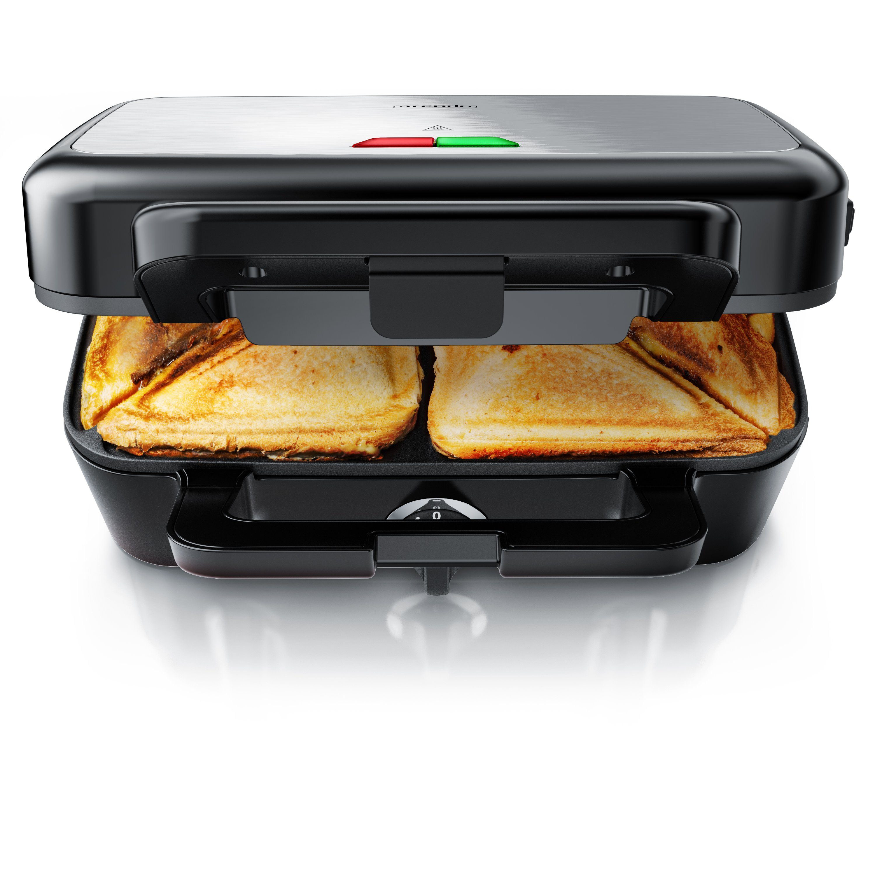 Arendo Sandwichmaker Antihaftbeschichtung, Sandwich Maker, Sandwichtoaster für große Toasts, 1200 W, abnehmbare und spülmaschinentaugliche Platten, Temperaturkontrolle