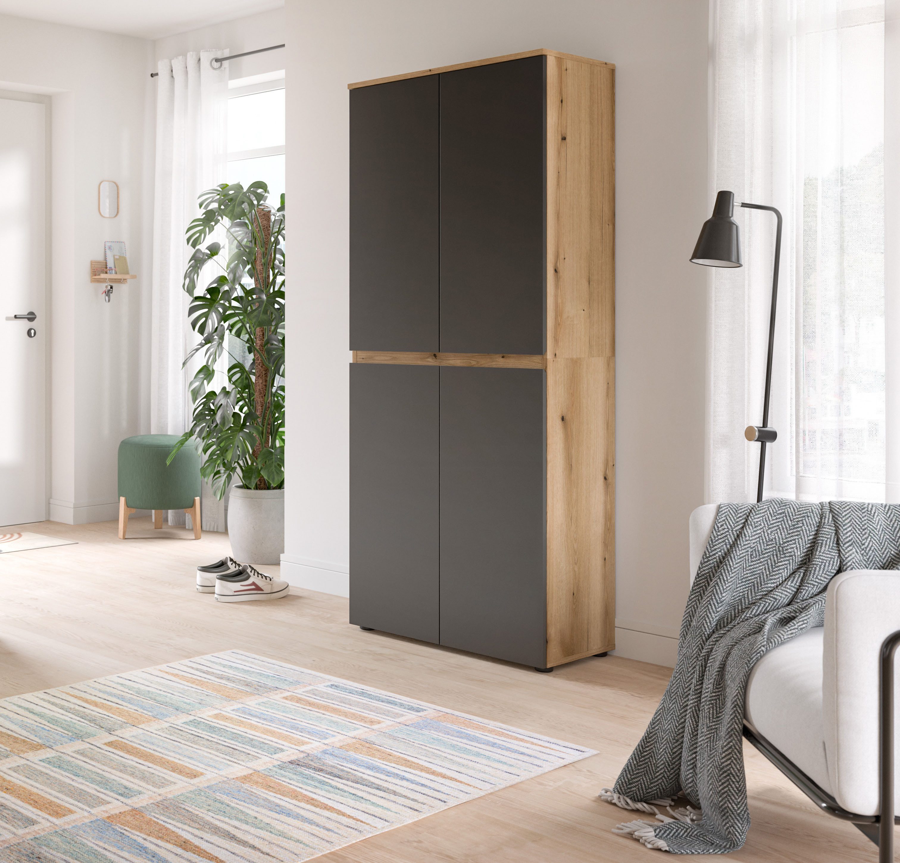 Home affaire Mehrzweckschrank CIPELA, 70x175 cm, viel Stauraum, variable Einlegeböden, Kleiderstange (1-St., in vielen verschiedenen Trendfarben verfügbar) Schu – Bild 2 von 5