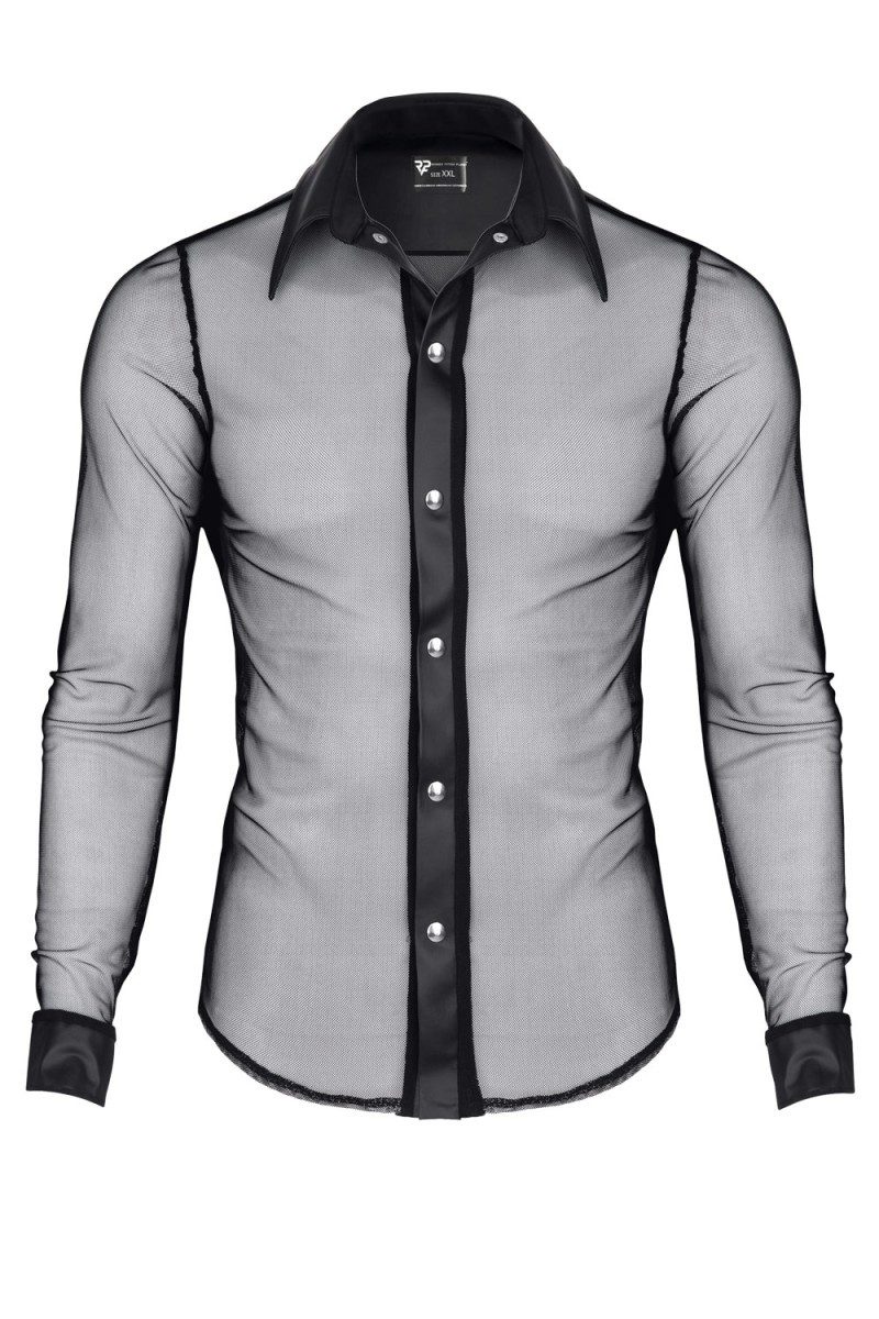 Regnes Fetish Planet Langarmhemd Herren-Hemd in schwarz - 3XL