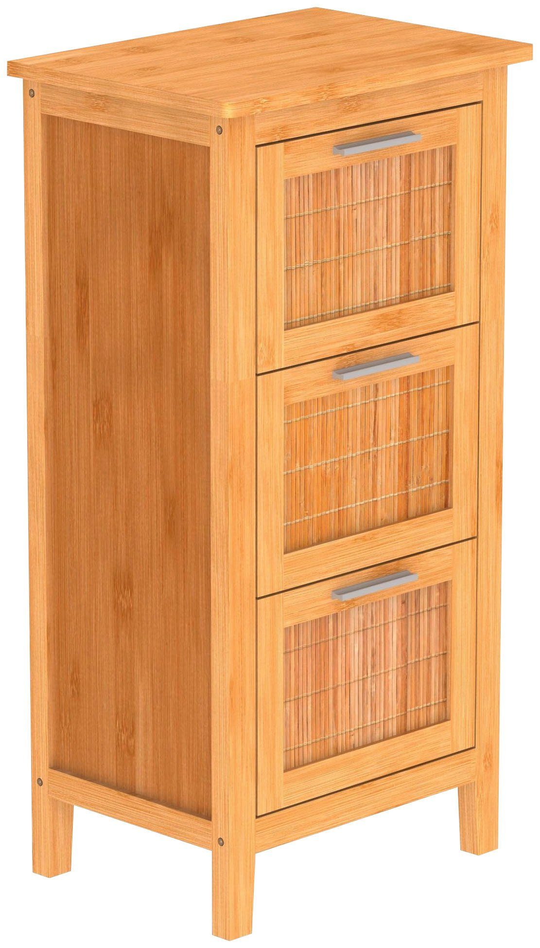 Eisl Unterschrank Bambus Badschrank schmal mit 3 Schubladen