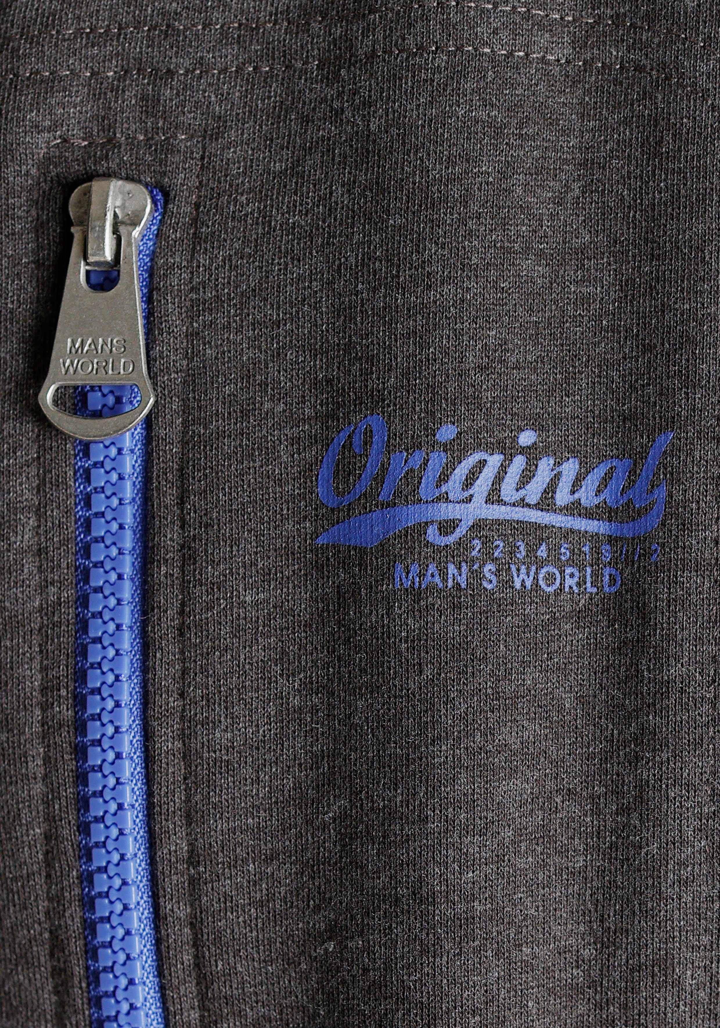 Man's World Sweatjacke mit kontrastfarbigem Reißverschluss