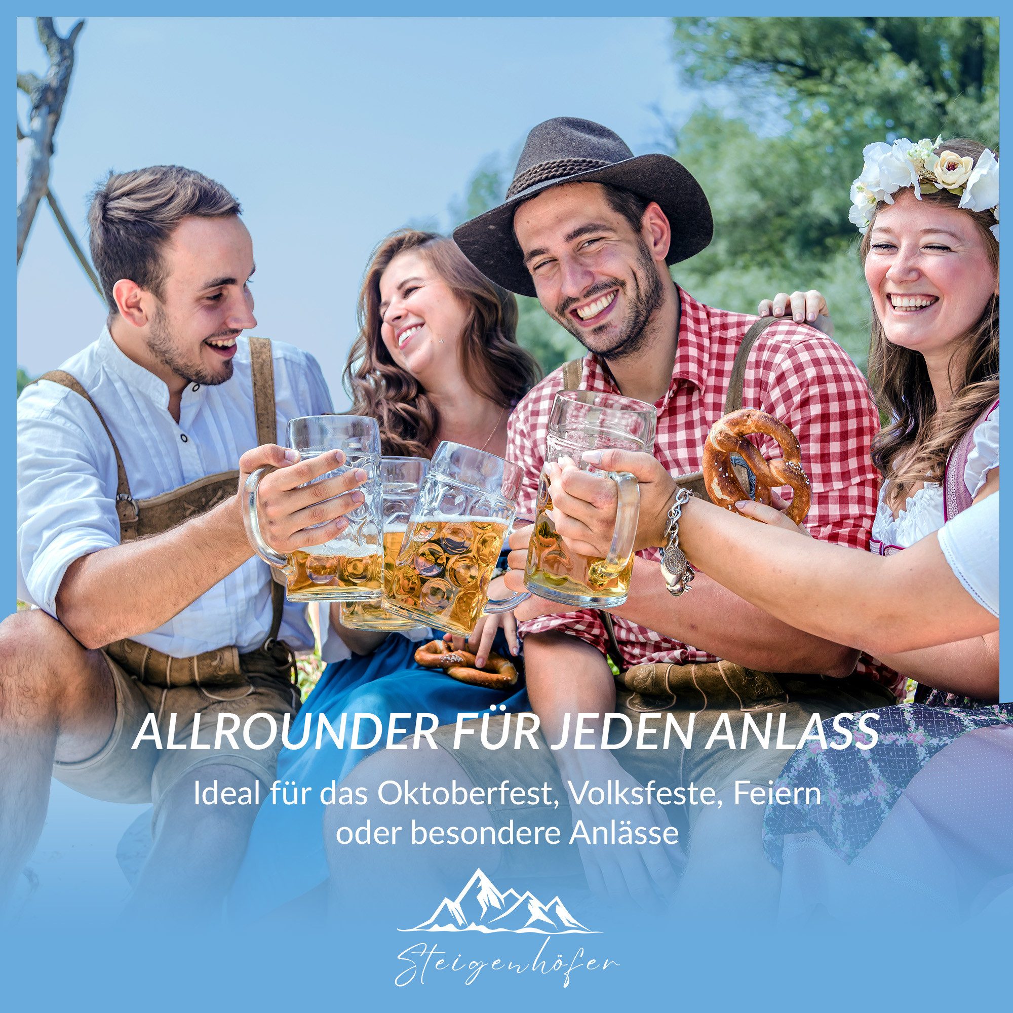 Steigenhöfer Manufaktur Trachtenhemd Herren Langarm - Basti - Traditionelles Herren Hemd - Hornoptik-Knöpfe Traditioneller Kentkragen und angenehmer Tragekomfort - Oktoberfest