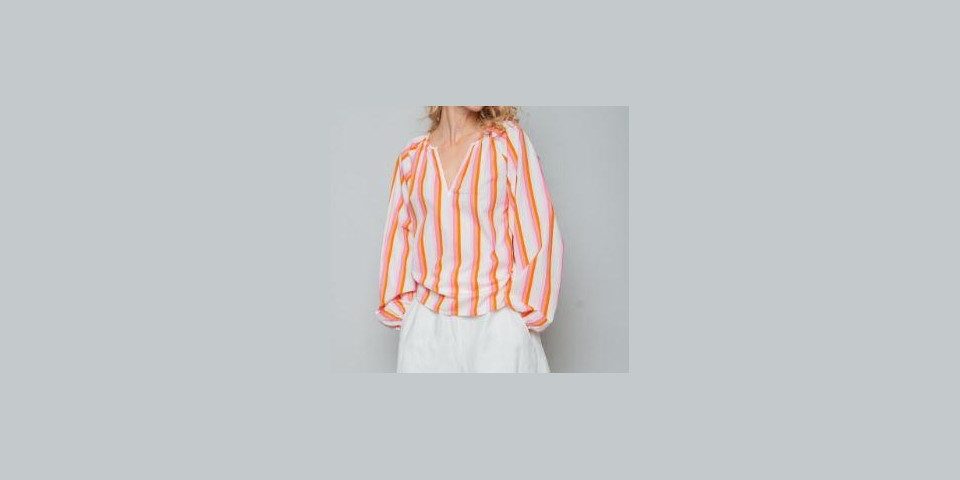 Emily Van Den Bergh Hemdbluse Bluse EMILY VAN DEN BERGH rosa orange Streifen