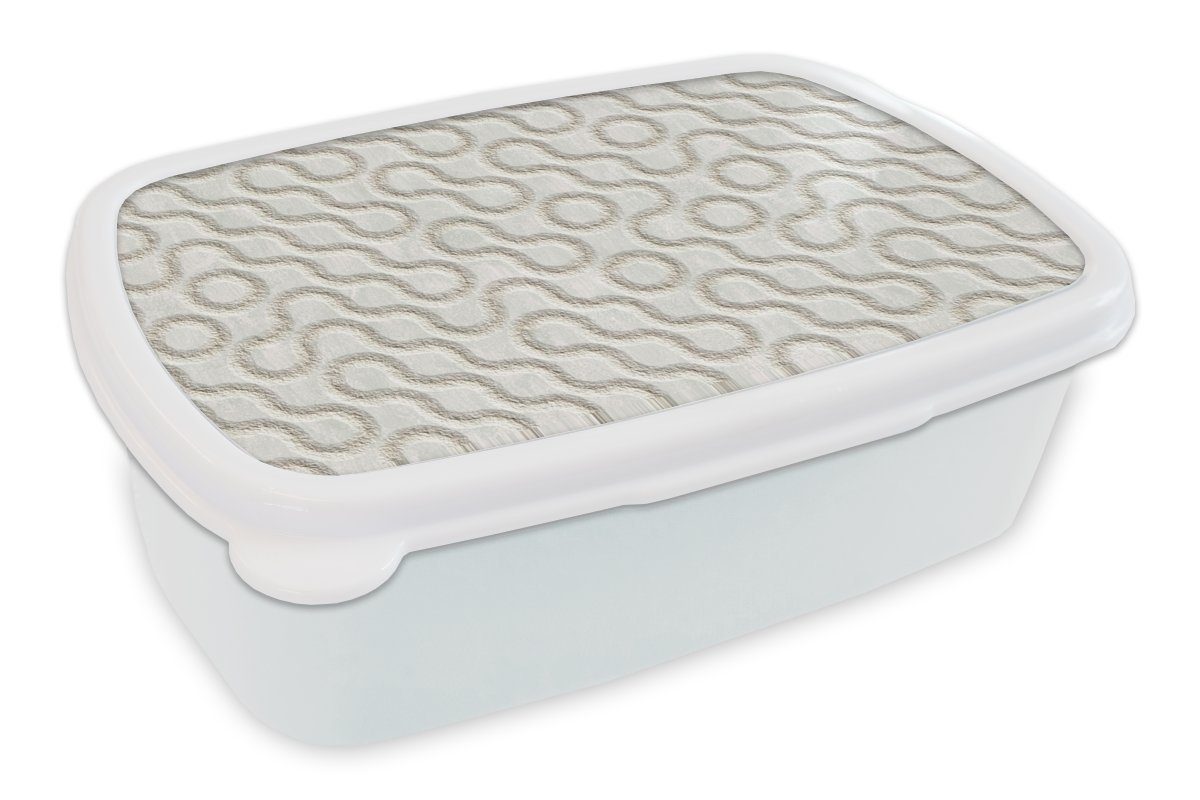 MuchoWow Lunchbox Steine - Abstrakt - Muster - Industriell, Kunststoff, (2-tlg), Brotbox für Kinder und Erwachsene, Brotdose, für Jungs und Mädchen weiß