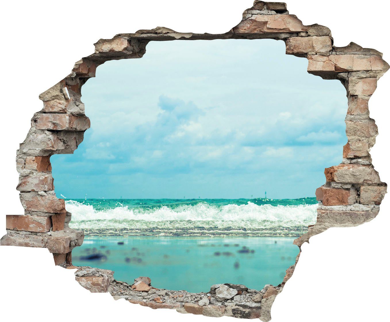 queence Wandtattoo Meer (1 St), Wandsticker, Wandbild, selbstklebend, 3D, Wanddurchbruch