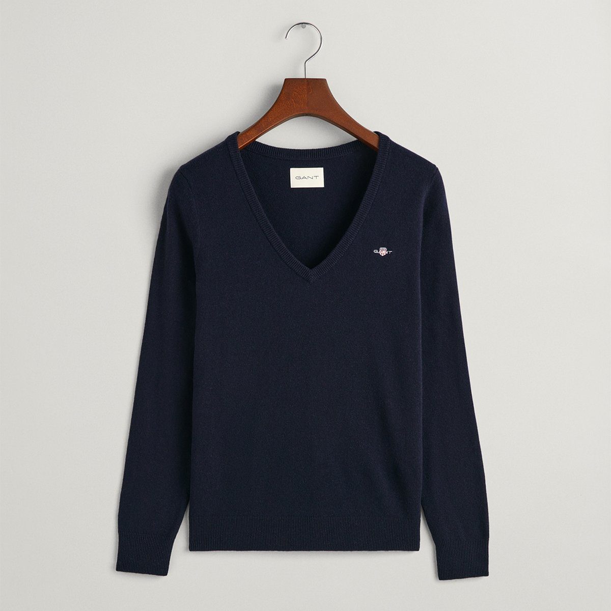 Gant V-Ausschnitt-Pullover 4800510 Extrafine V-Neck Pullover EveningBlue(433) | Sweatshirts