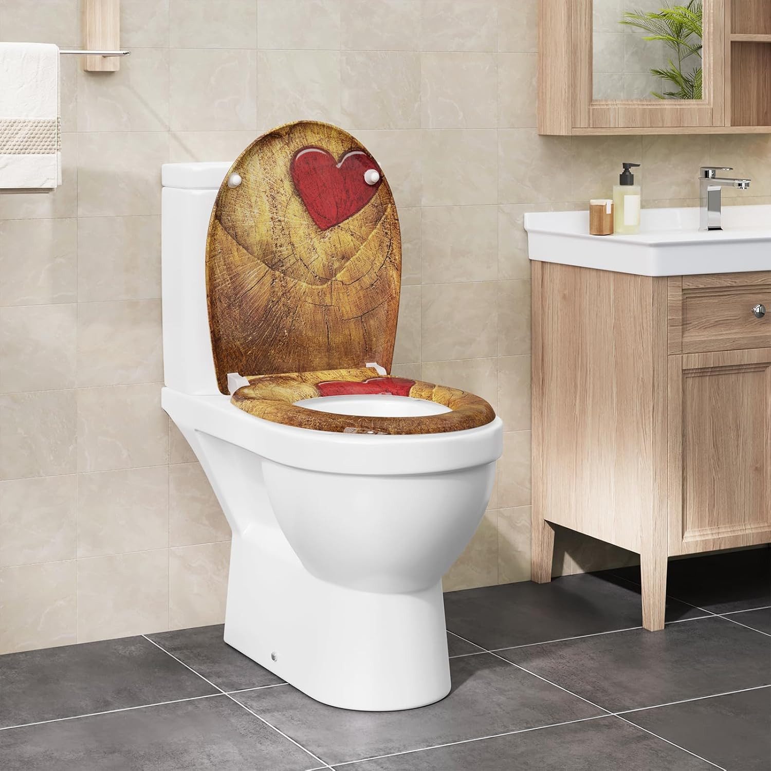 EUGAD WC-Sitz (1-St), Toilettendeckel mit Absenkautomatik O-förmige