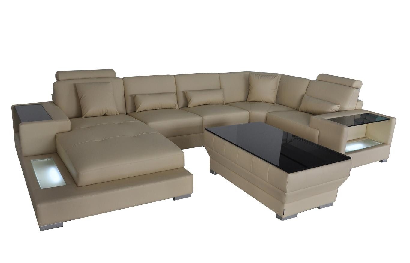 Xlmoebel Wohnlandschaft Ledersofa G8023 in modernem Design mit U-Form und eleganter Ecke, Wohnlandschaft, Hergestellt in Europa