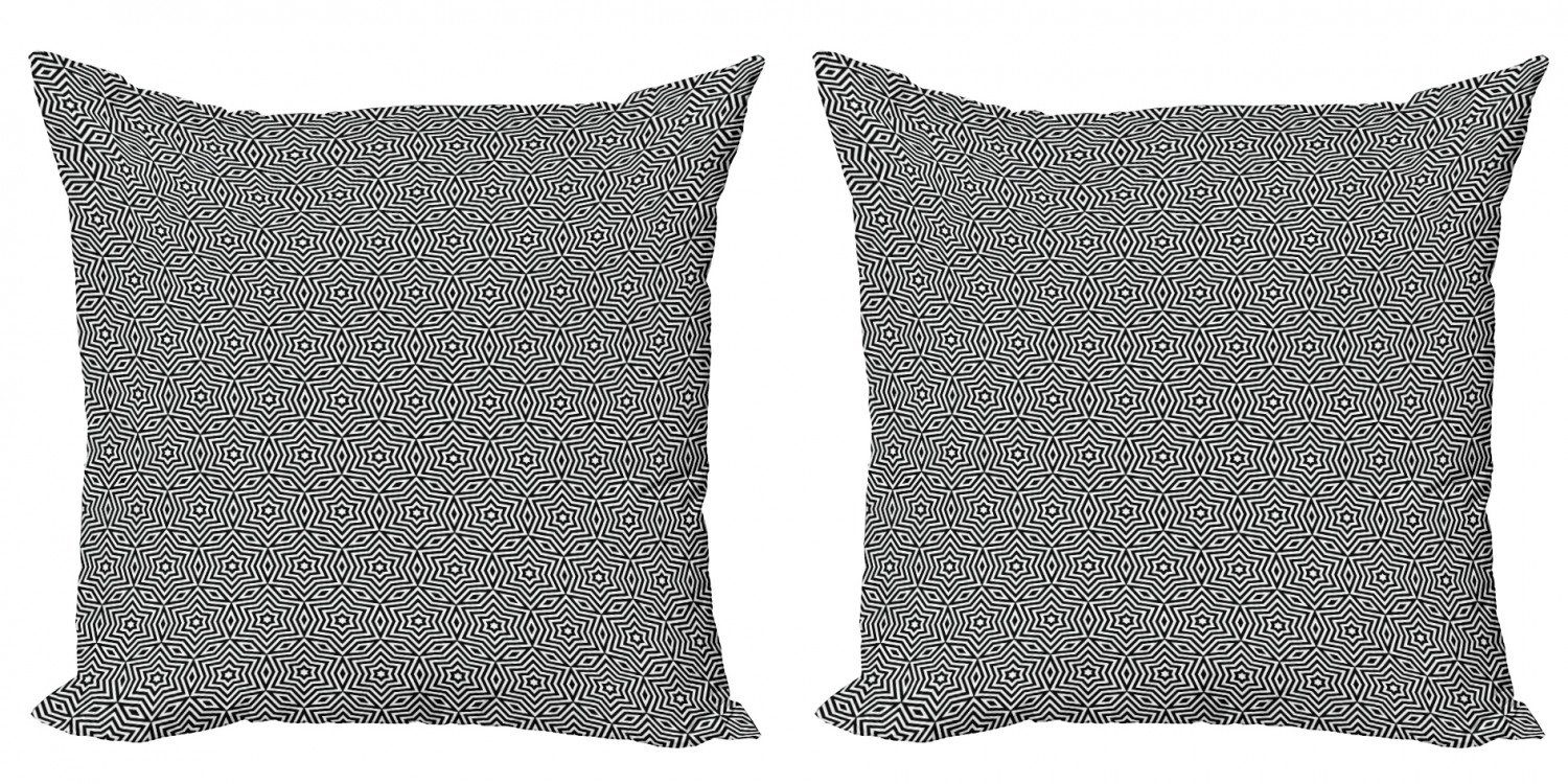 Kissenbezüge Modern Accent Doppelseitiger Digitaldruck, Abakuhaus (2 Stück), Schwarz und weiß star Rhombuses