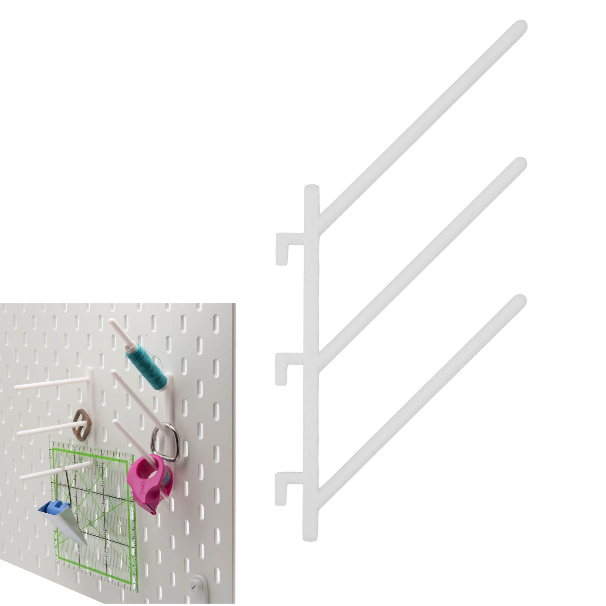 TSB Werk Lochwand-Ausstattung Halter für IKEA SKADIS Lochplatte Nähgarnhalter, 1-tlg., Lochwand, Haken, Halterung, Weiß