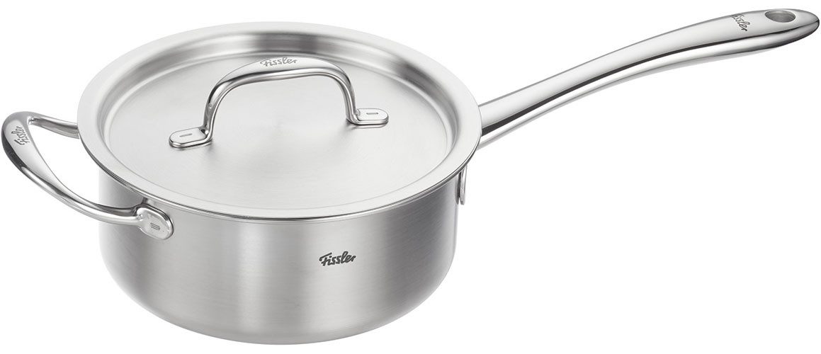 Fissler Kasserolle M5 Pro-Ply Stielkasserolle mit Metalldeckel, Edelstahl 18/10 (1-tlg), Kompakte Stielkasserolle mit Pro-Ply™ Technologie und Metalldeckel
