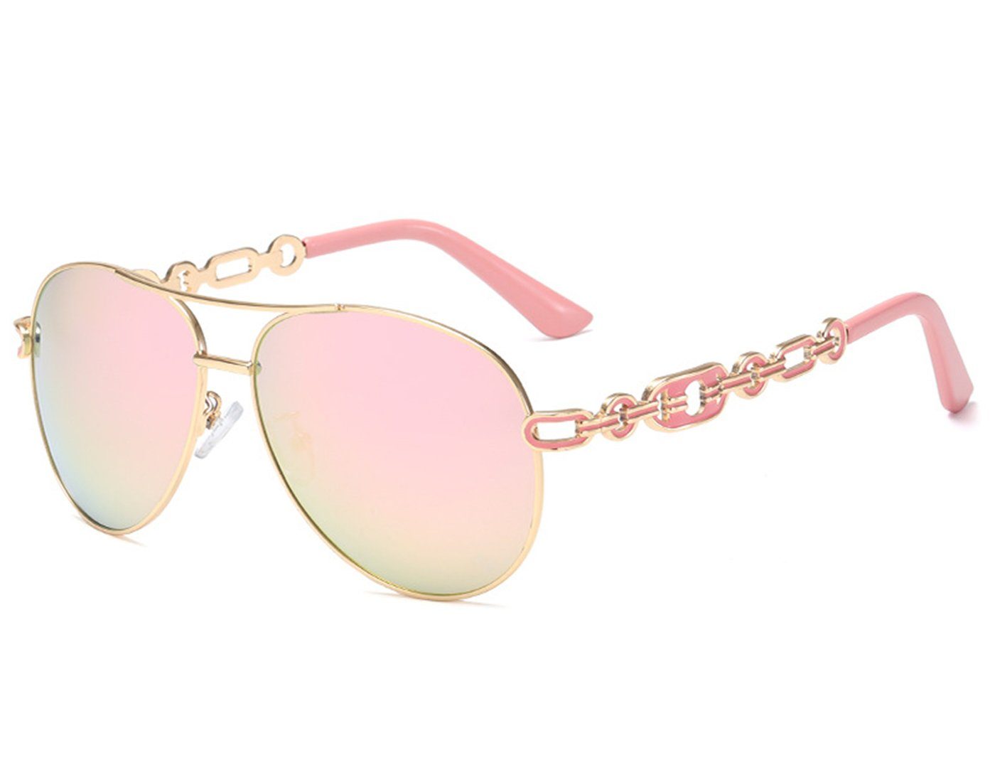 Haiaveng Sonnenbrille Verspiegelte Sonnenbrille Damen UV400 Brille Vintage Pilotenbrille Retro Sunglasses Damen pink