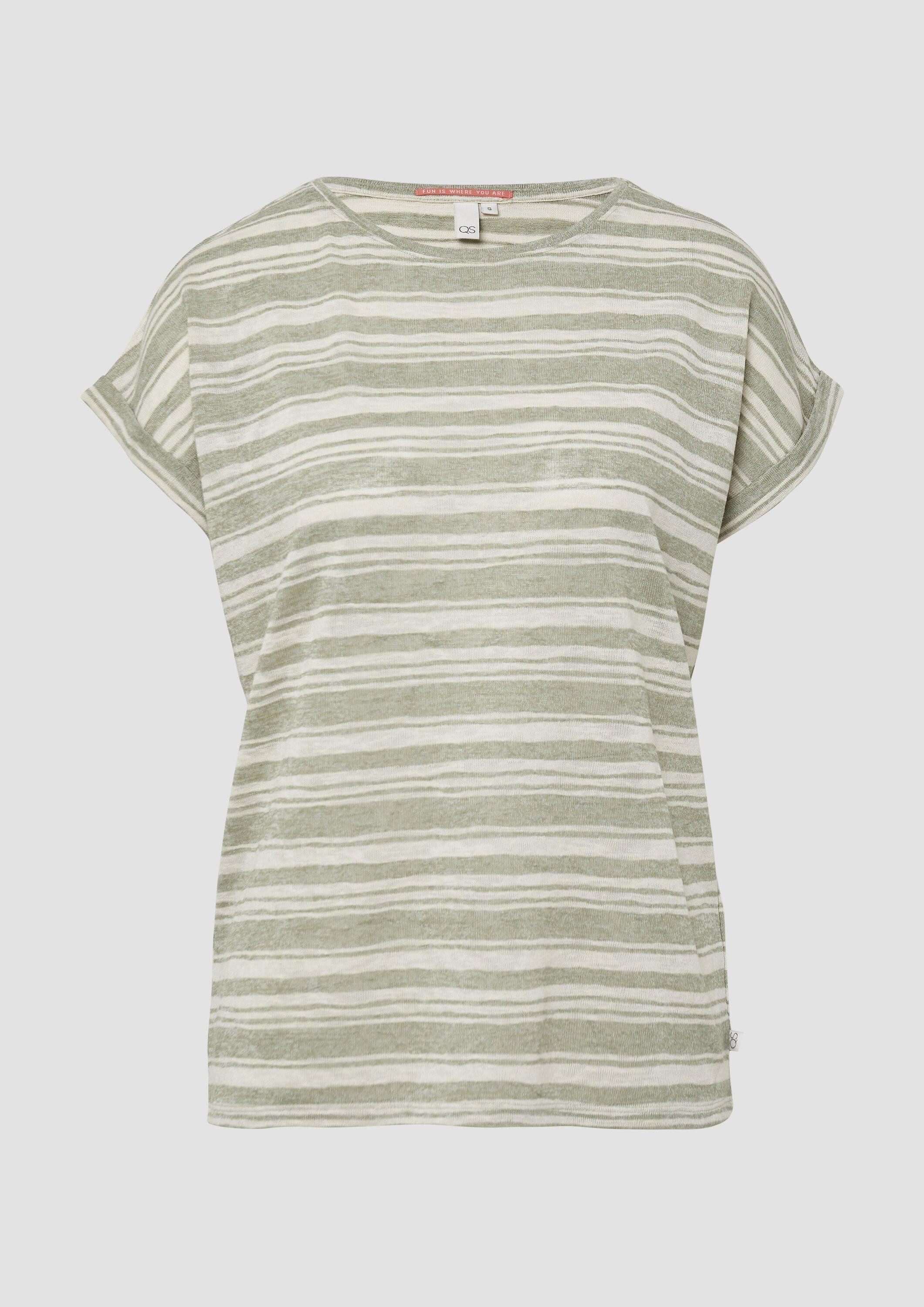 QS Kurzarmshirt T-Shirt Ringelshirt aus Viskosemix