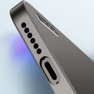 Wigento Handyhülle Für Xiaomi 13T / 13T Pro Feinmattes Metall Design Handy Hülle Hellblau
