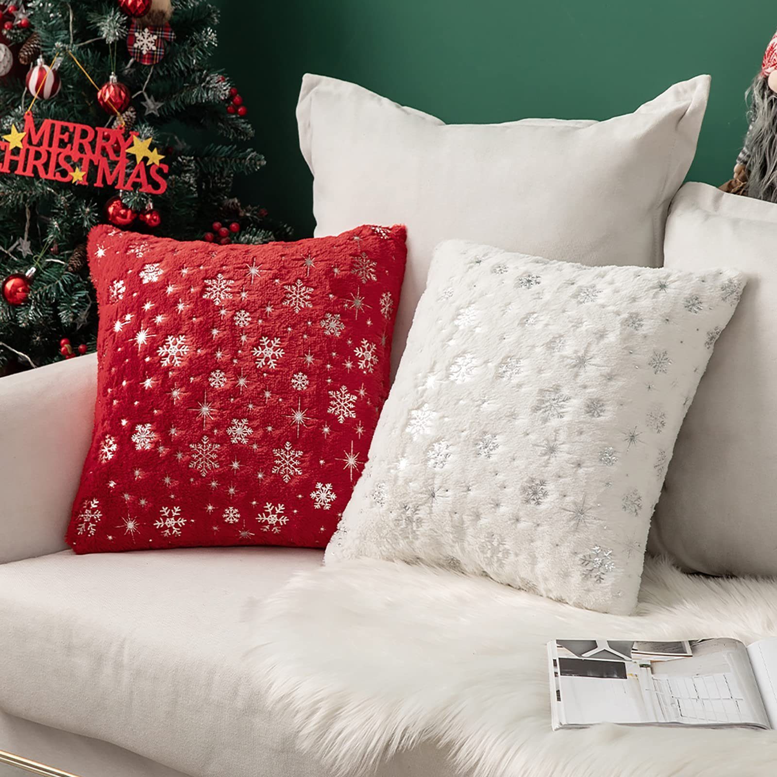 BYSURE Kissenbezug, (2 Stück), Weihnachtstag, silberne günstig online kaufen