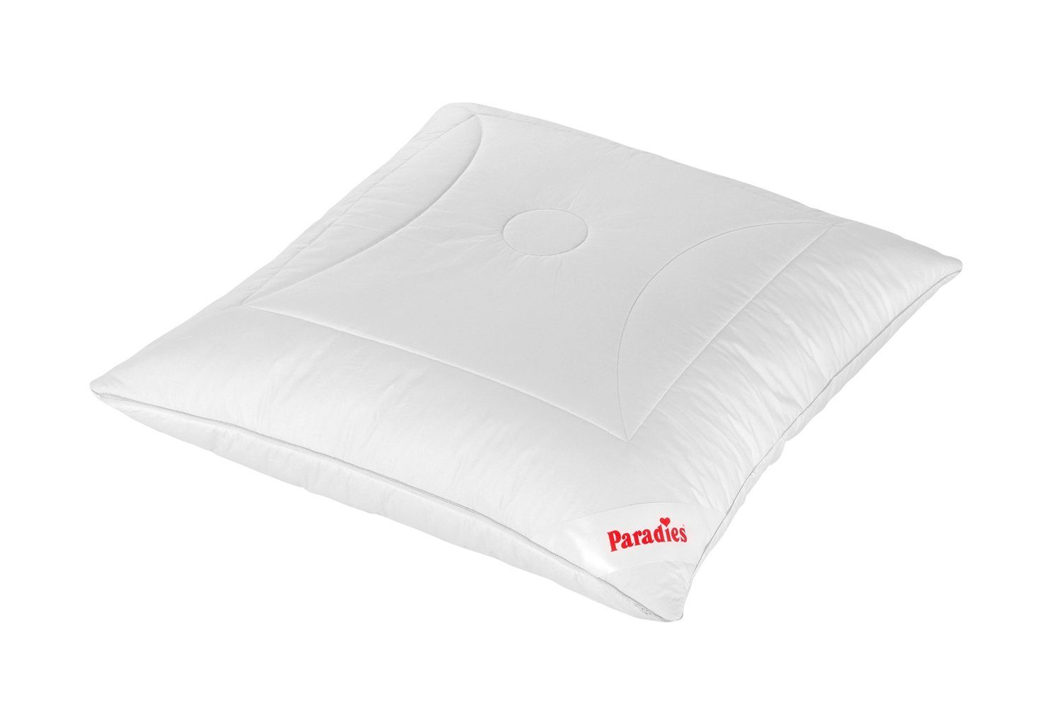 Paradies Kopfkissen SOFTY DUETT PLUS, 80 x 80 cm, Weiß, Füllung: Textilfaserkügelchen, Bezug: Bio-Baumwolle, Seitenschläfer, Bauchschläfer, Rückenschläfer, Made in Germany