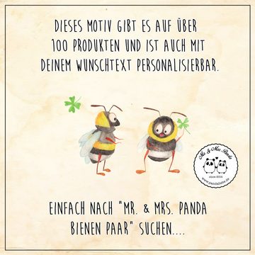 Mr. & Mrs. Panda Isolierflasche Bienen Paar - Weiß - Geschenk, Verlobung, Freundin, Ehefrau, Trinkfla, Trinkhalm und klappbares Mundstück.