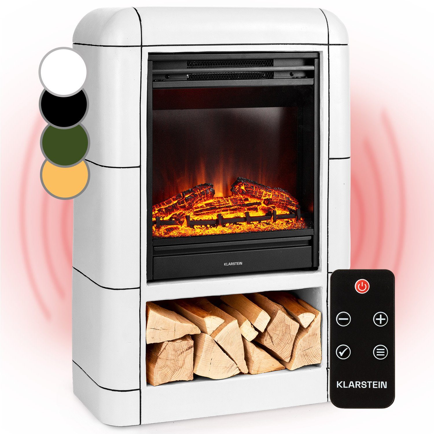 Klarstein Elektrokamin Dukono, elektrischer Kamin mit Heizfunktion ...