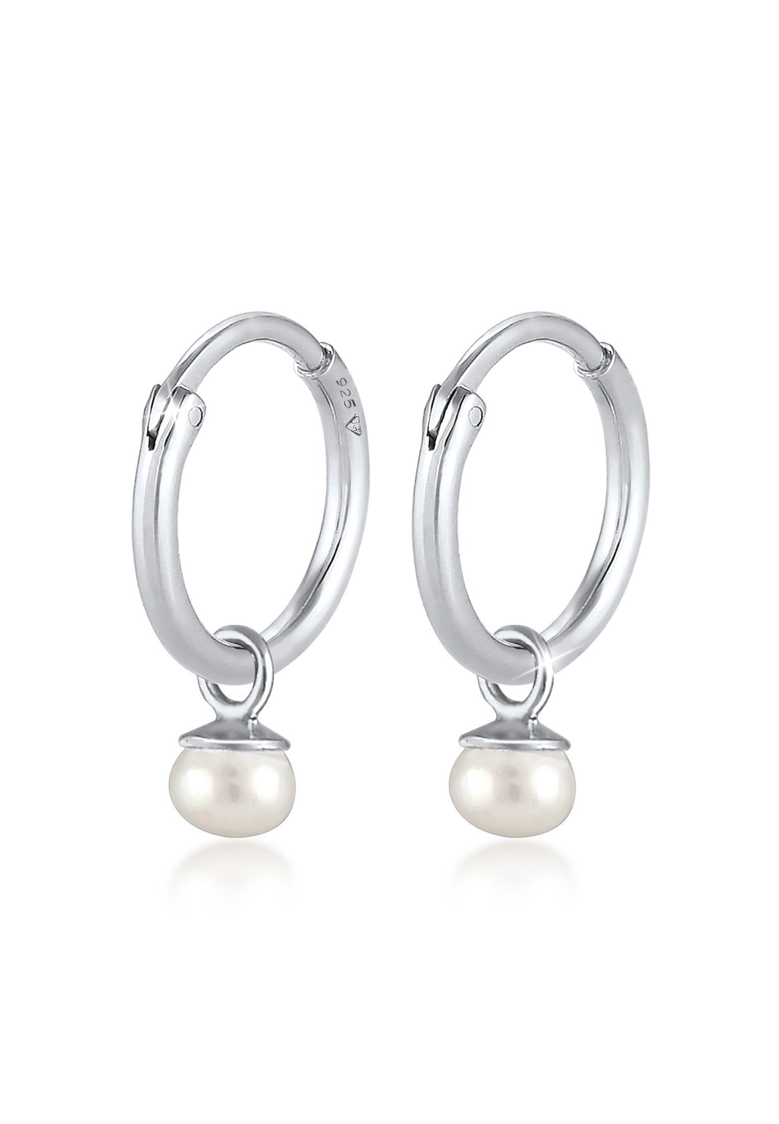 Elli Premium Paar Ohrhänger Creolen Einhänger Süßwasserzuchtperle 925 Silber