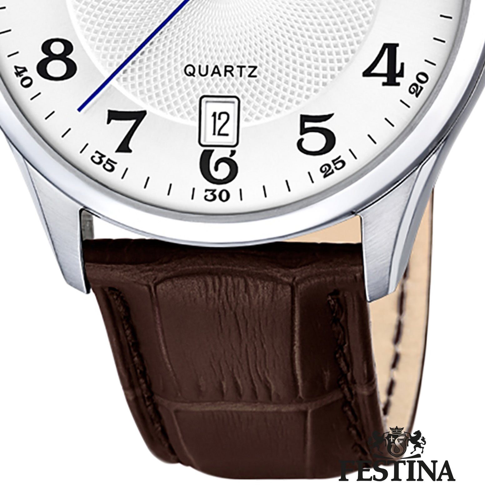 Festina Quarzuhr Festina Herren Uhr F20426/1 Leder, (Analoguhr), Herren Armbanduhr rund, Lederarmband dunkelbraun