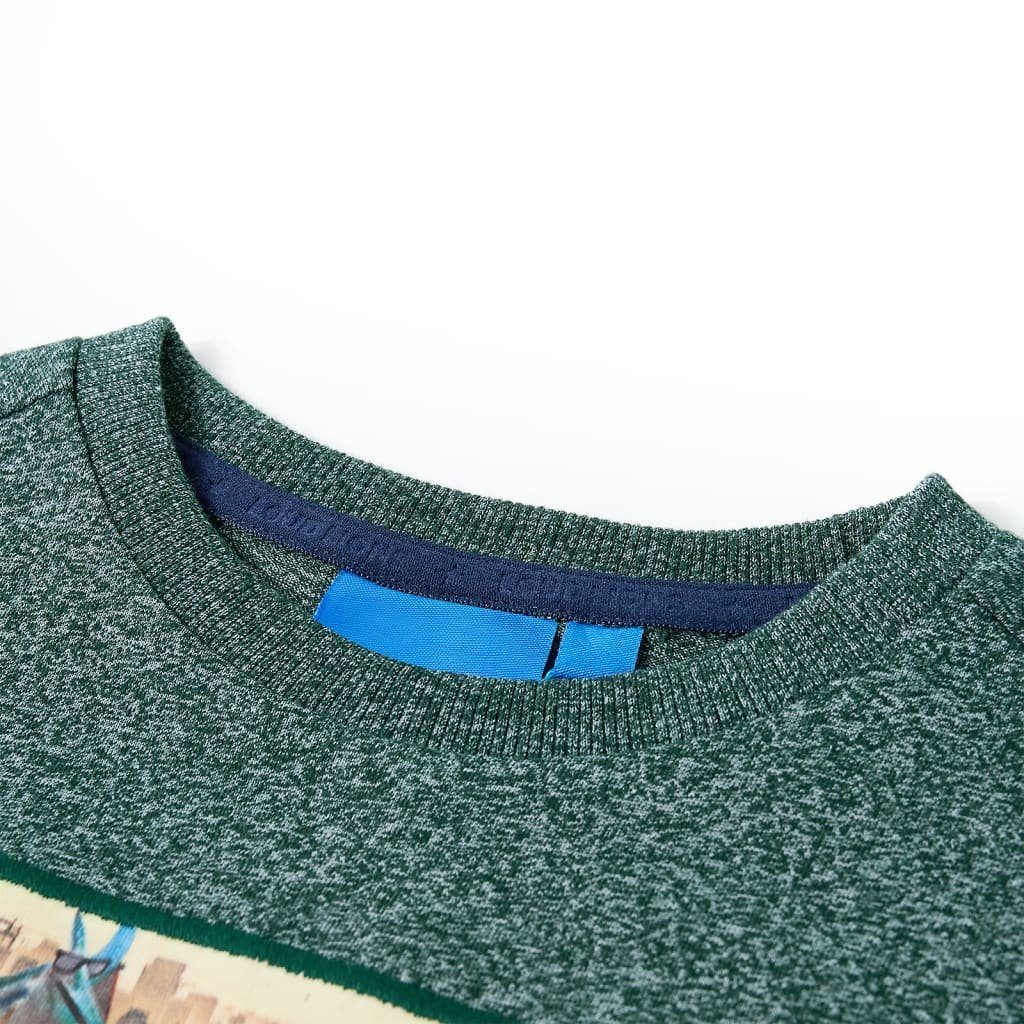 vidaXL Langarmshirt Kinder-Langarmshirt Dunkelgrün Melange 128