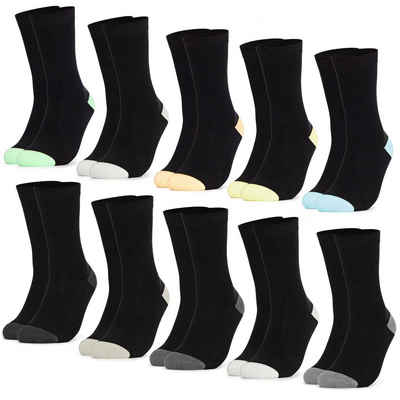 OCCULTO Basicsocken Damen Baumwollsocken 10er Pack (Modell: Gertrud) Blk-Pastell 35-38 (10-Paar)