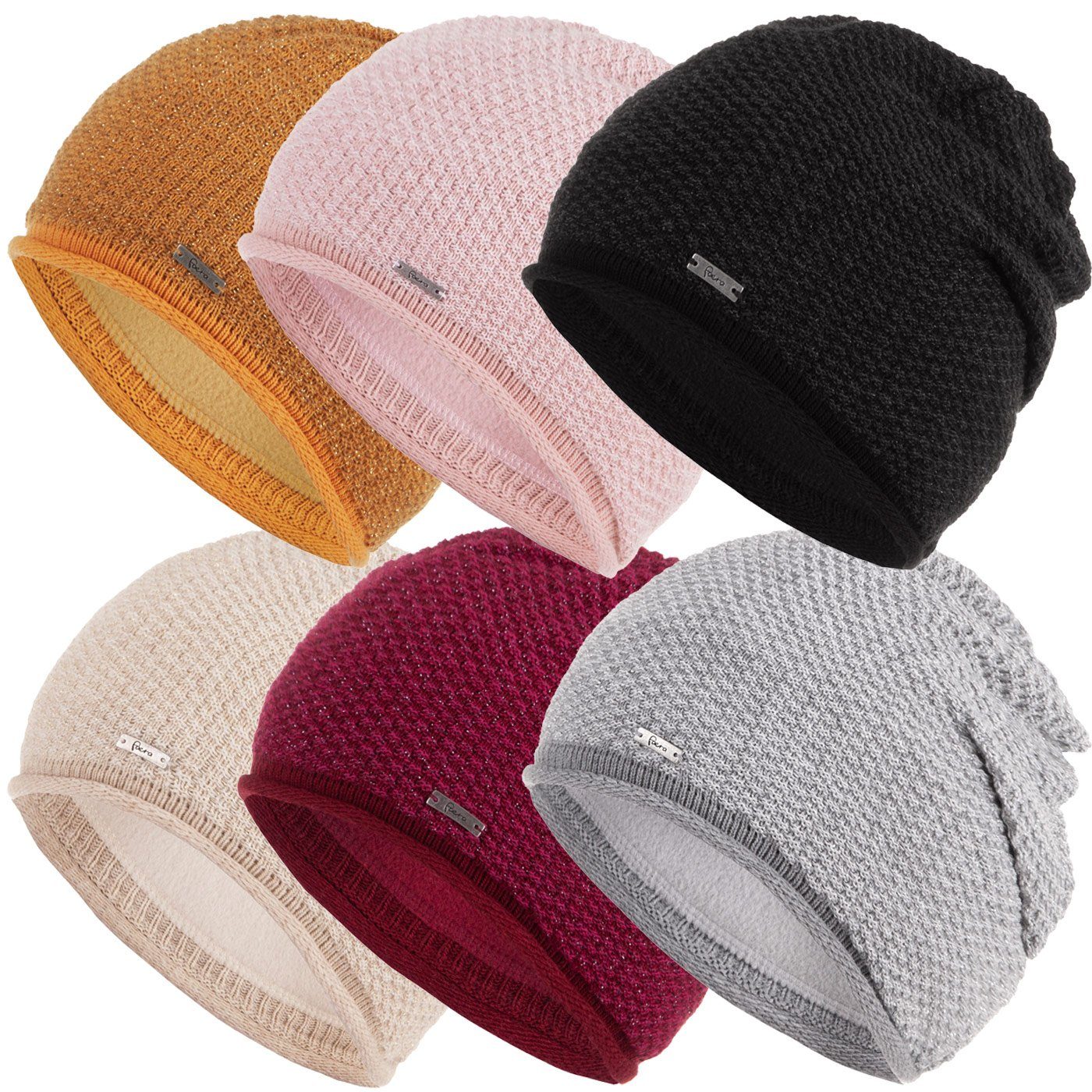 Faera Strickmütze Wintermütze Damen Mütze Beanie Haube gefüttert Strickmütze Damenmütze