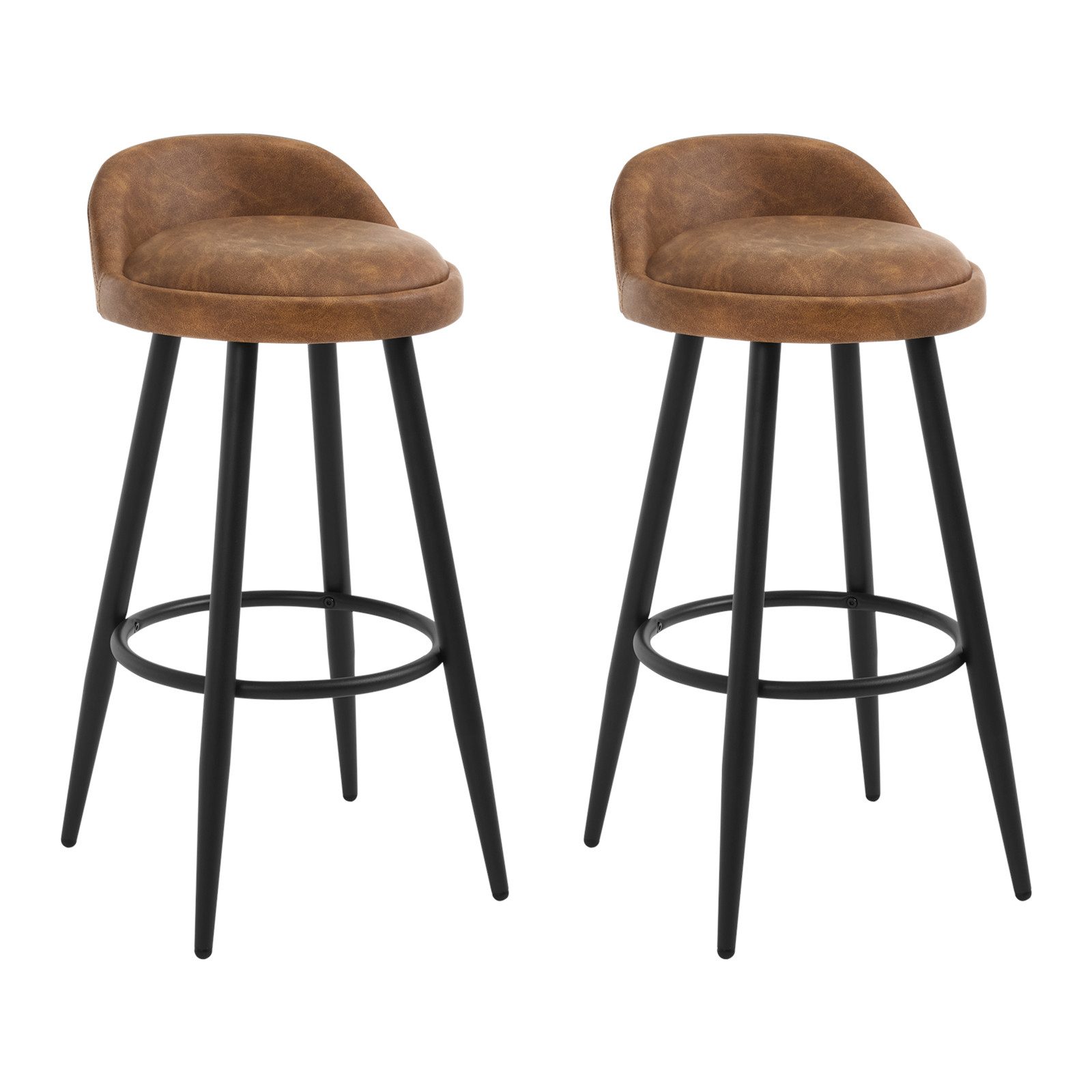 Woltu Barhocker (2 St), Barstuhl Hocker Tresenhocker aus Kunstleder braun günstig online kaufen