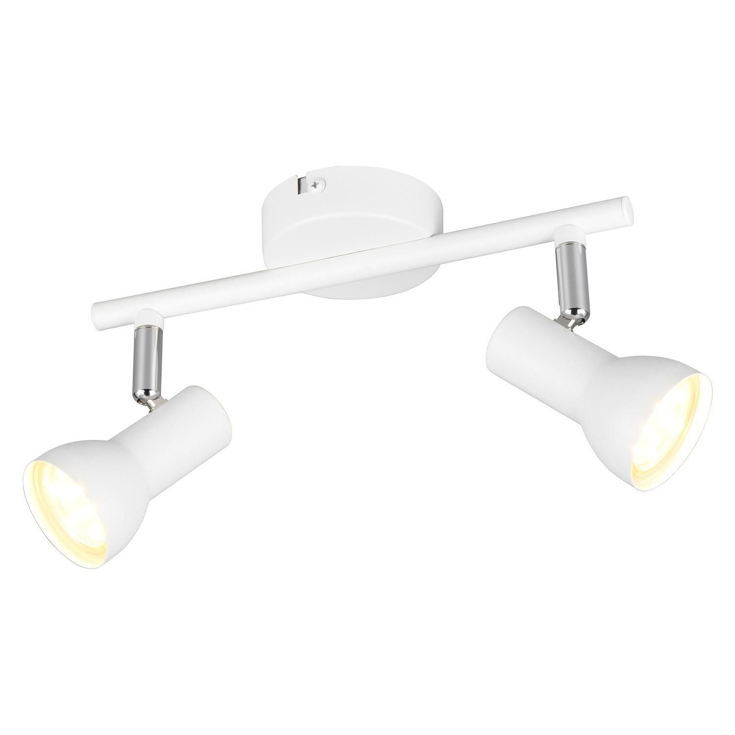 Reality Leuchten Deckenstrahler CANTAR, 2-flammig, Weiß, Metall, ohne Leuchtmittel, verstellbare Lampenschirme, B 25,5 x H 15,5 x T 8 cm