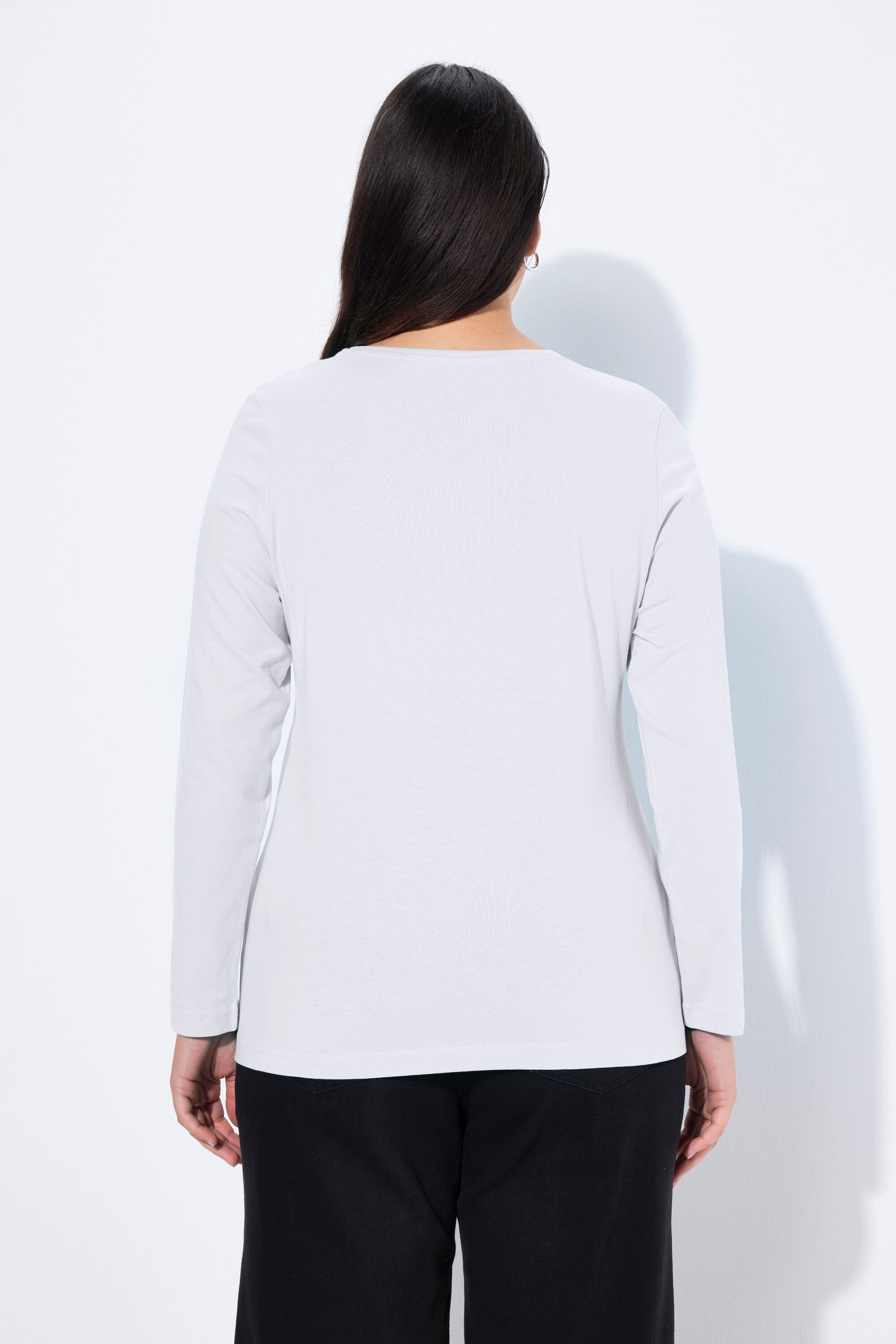 Ulla Popken T-Shirt Shirt Slim Rundhalsausschnitt Langarm