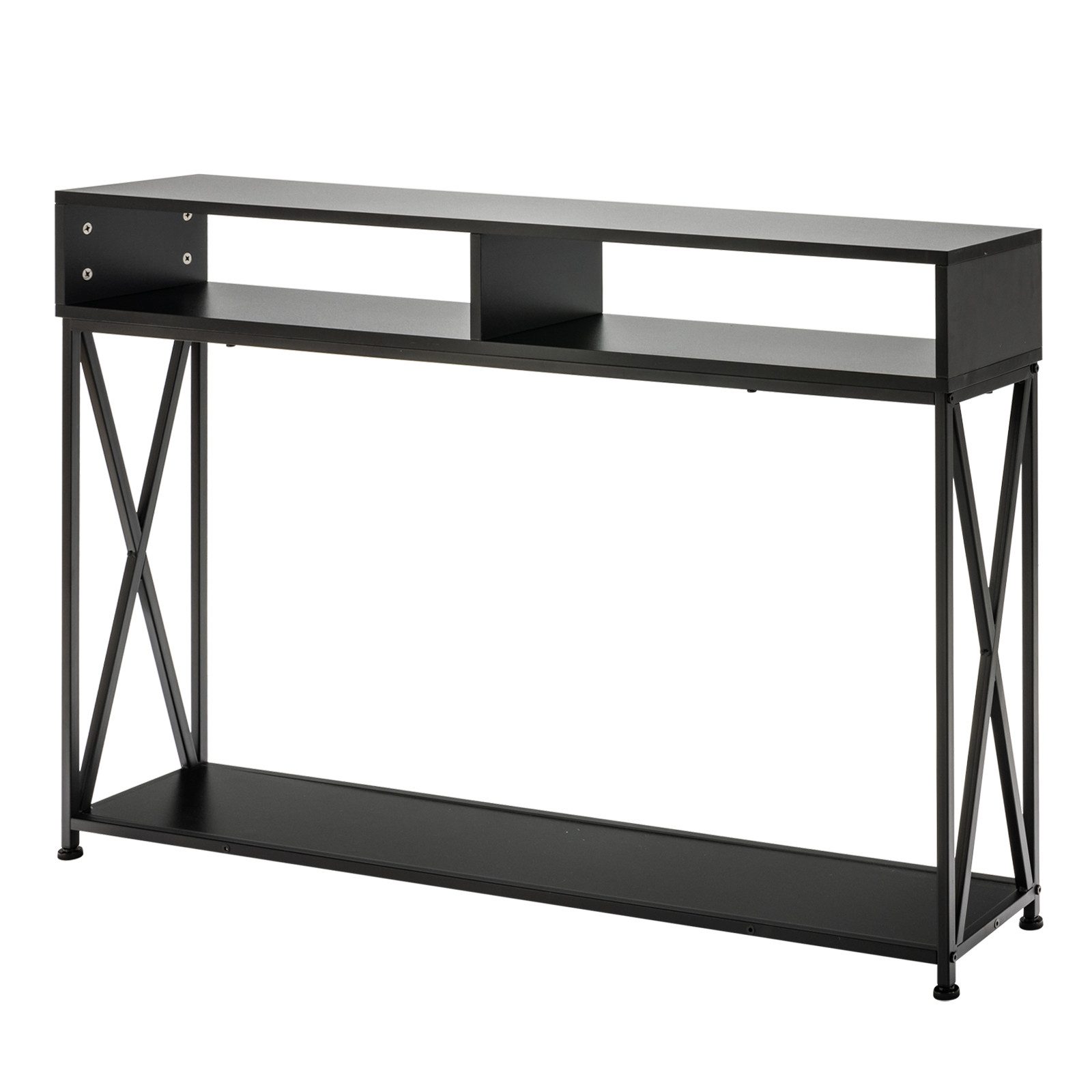 COSTWAY Konsolentisch Beistelltisch, schmal, Flurtisch, mit 2 Fächern, 120x23x79cm