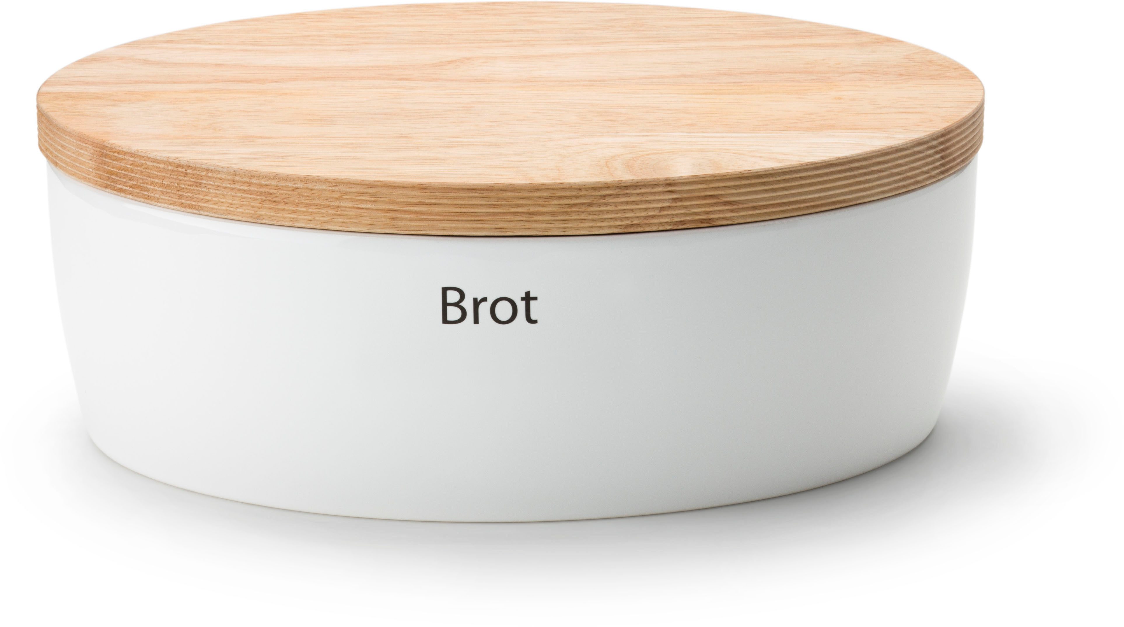 Continenta Brotkasten, Keramik, (1-tlg), Brottopf, mit Holzdeckel, auch als Brotschneidbrett nutzbar