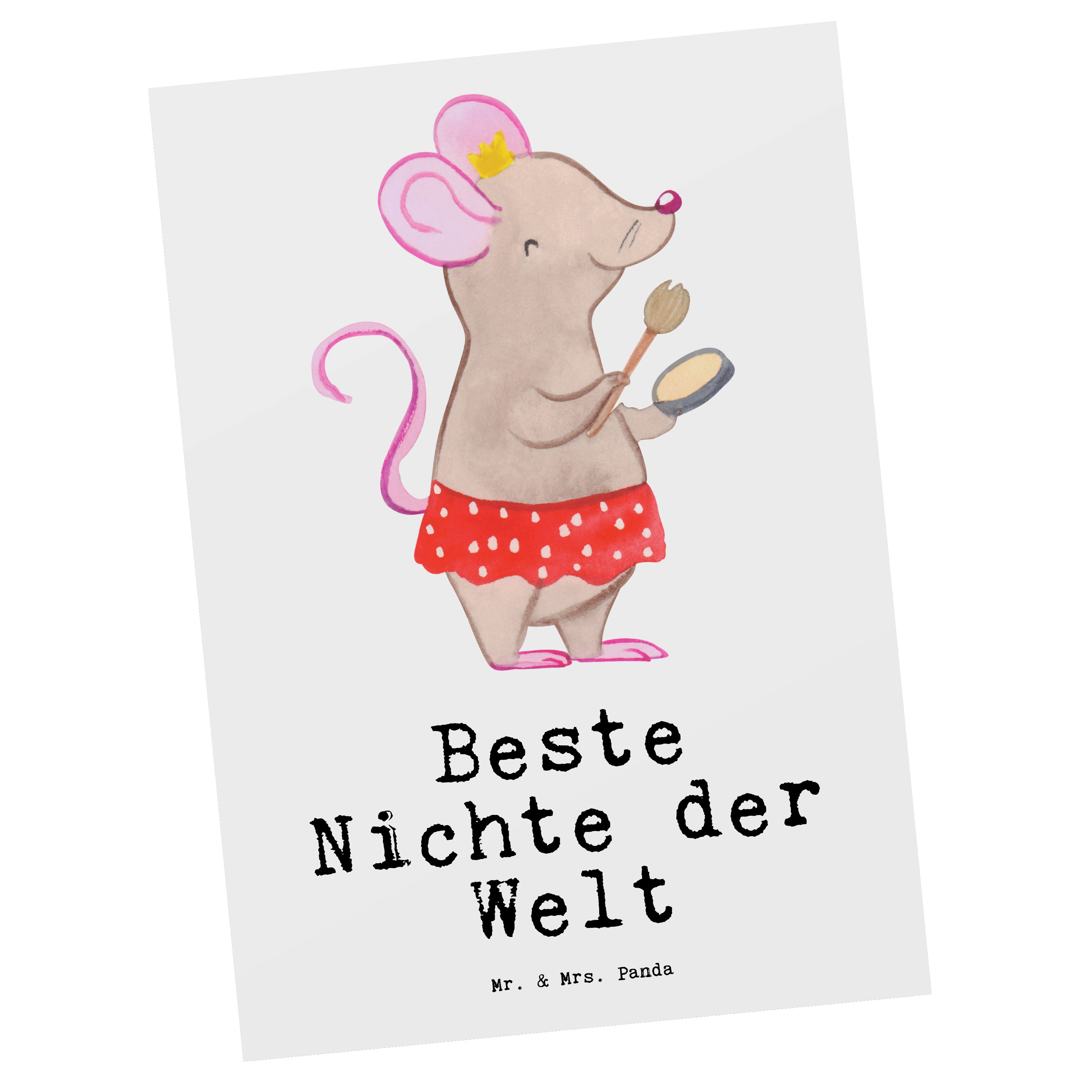 Mr. & Mrs. Panda Postkarte Maus Beste Nichte der Welt - Weiß - Geschenk, Danke, Ansichtskarte, E