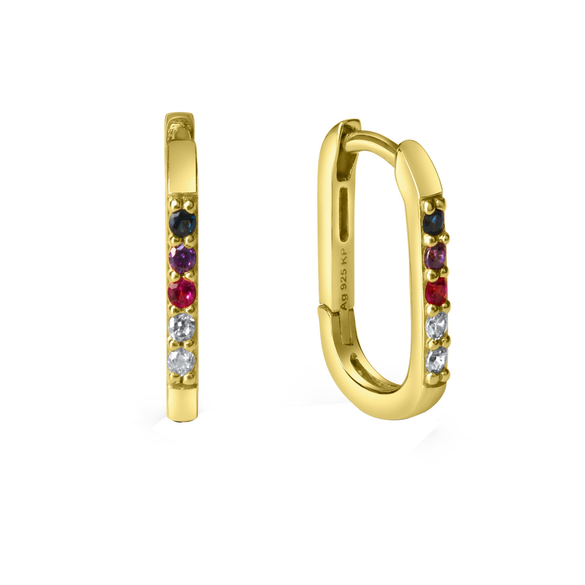 Vivance Paar Creolen 925-Sterling Silber vergoldet Zirkonia günstig online kaufen