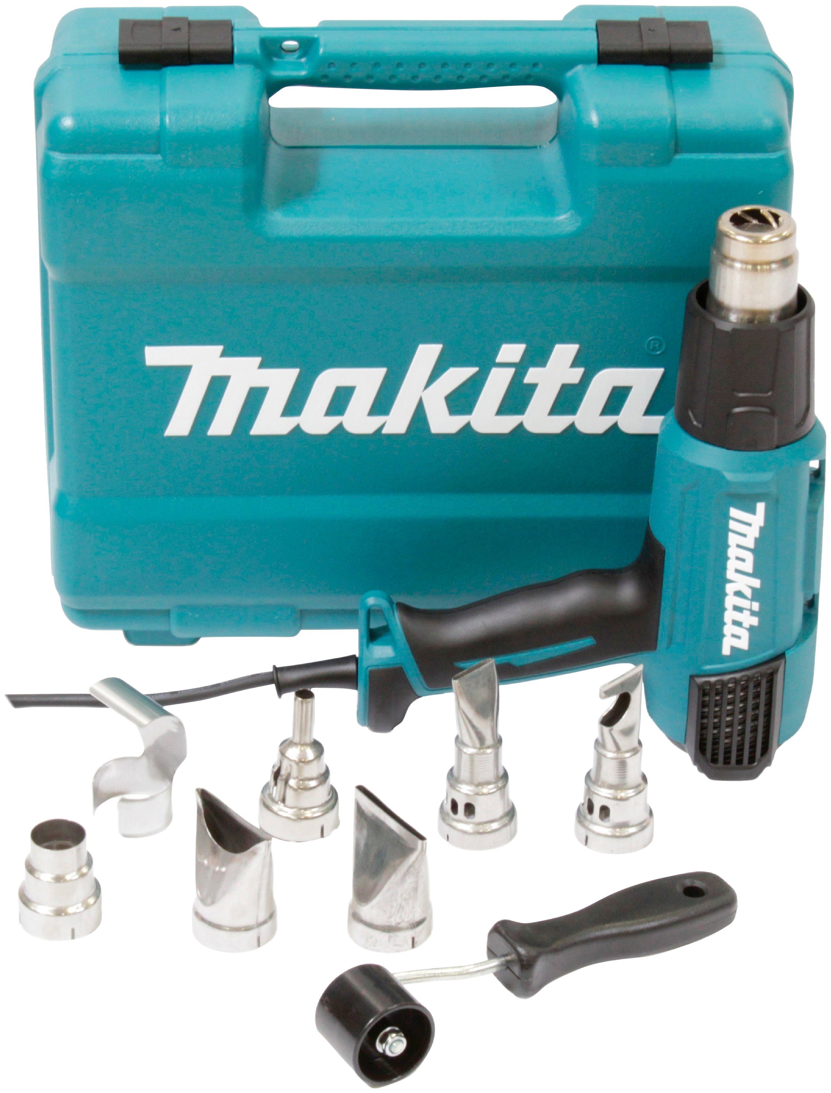 Makita Heißluftgebläse HG6531CK, 2000 in W, bis max. 650 °C, (Komplett-Set), mit 14 voreingestellten Programmen, inklusive Düsen