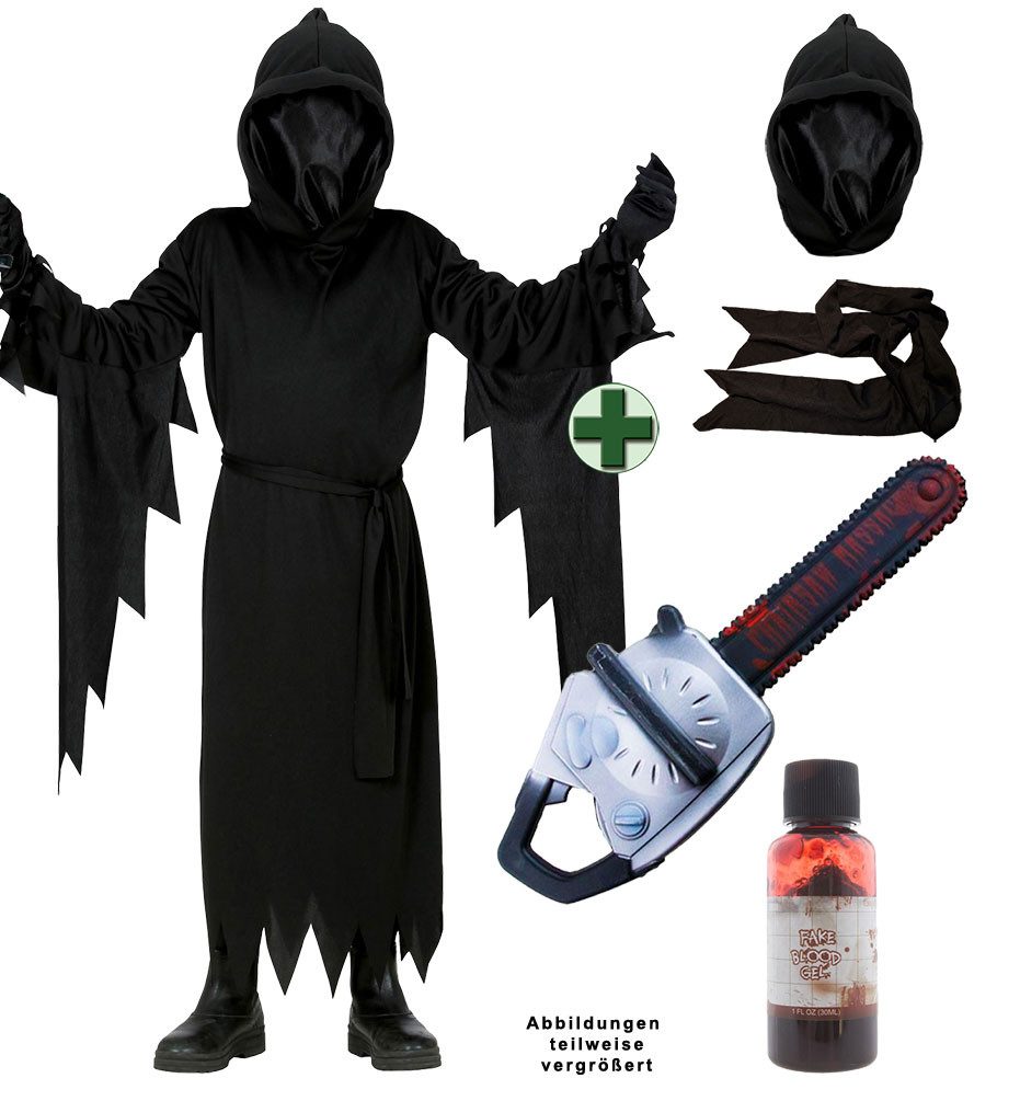 Karneval-Klamotten Zombie-Kostüm Zombie Kostüm Kinder Halloween mit Kettensäge Blut, Karneval Fasching Unisex Gewand als blutiger Horror Zombie
